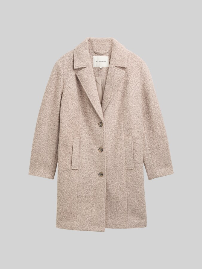 Plus Size - Bouclé coat with lapel collar by Women Plus Size, boucle beige melange