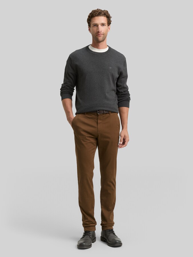 TTTRAVIS Slanke Chino met riem door Men, dark palm