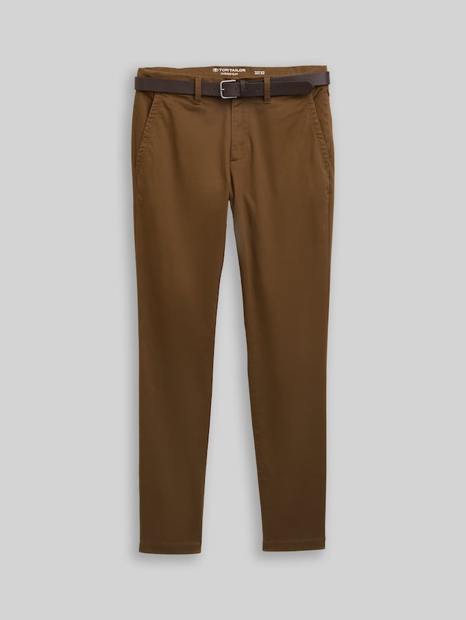 TTTRAVIS Slanke Chino met riem door Men, dark palm