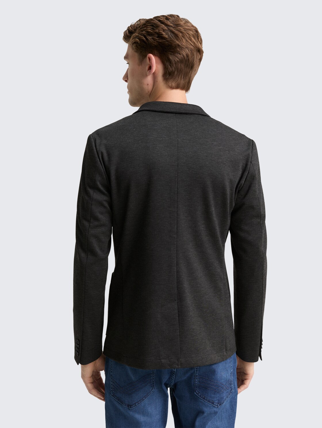 Regular Fit Piqué Sakko - black dark melange