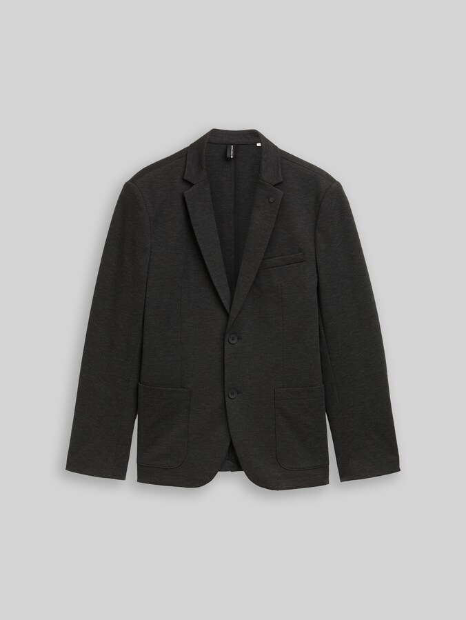 Regular Fit Piqué Sakko von Men, black dark melange