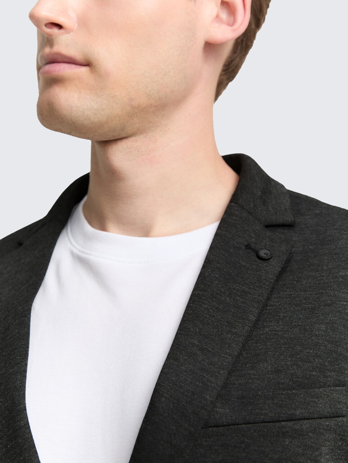 Regular Fit Piqué Sakko - black dark melange