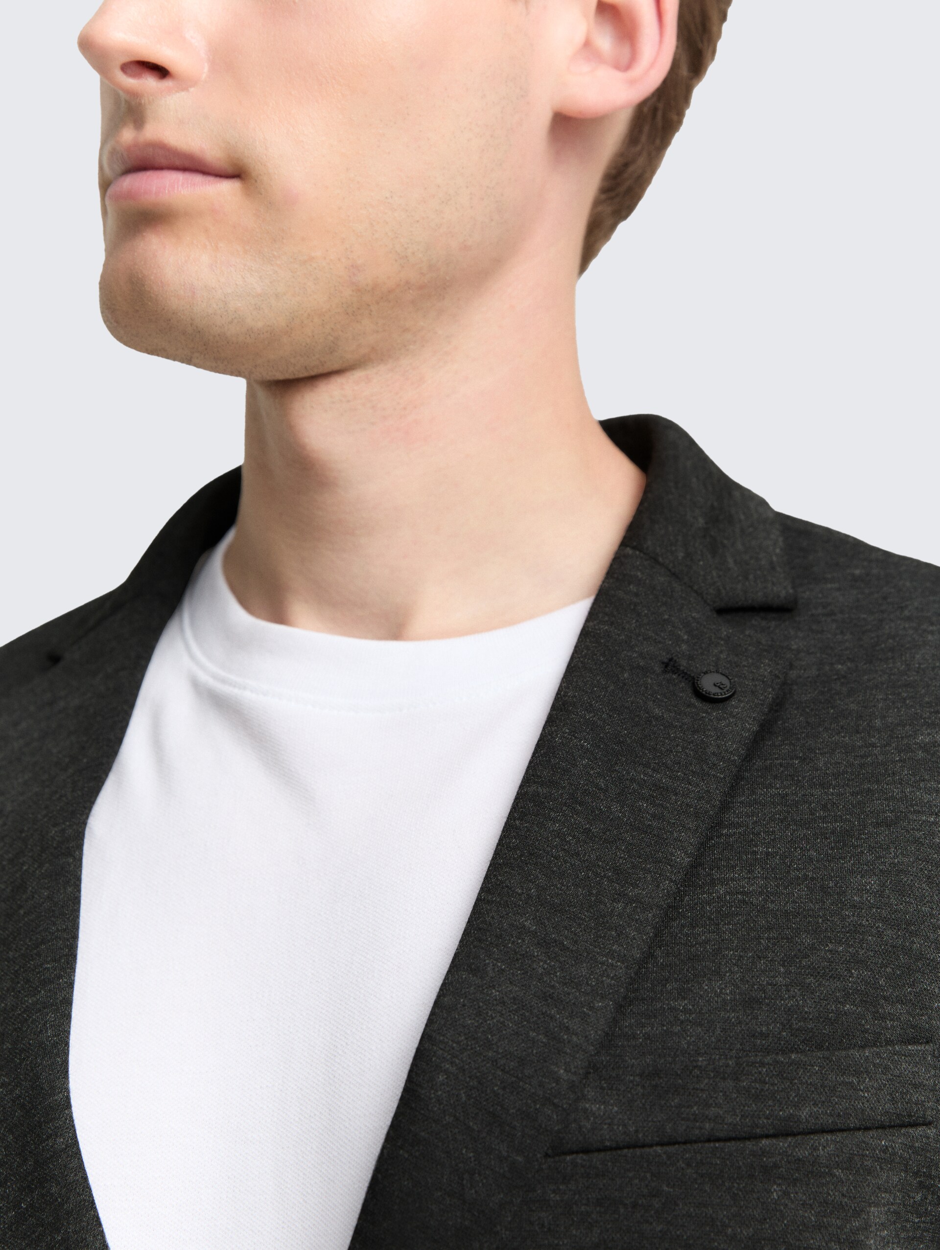 Regular Fit Piqué Sakko - black dark melange