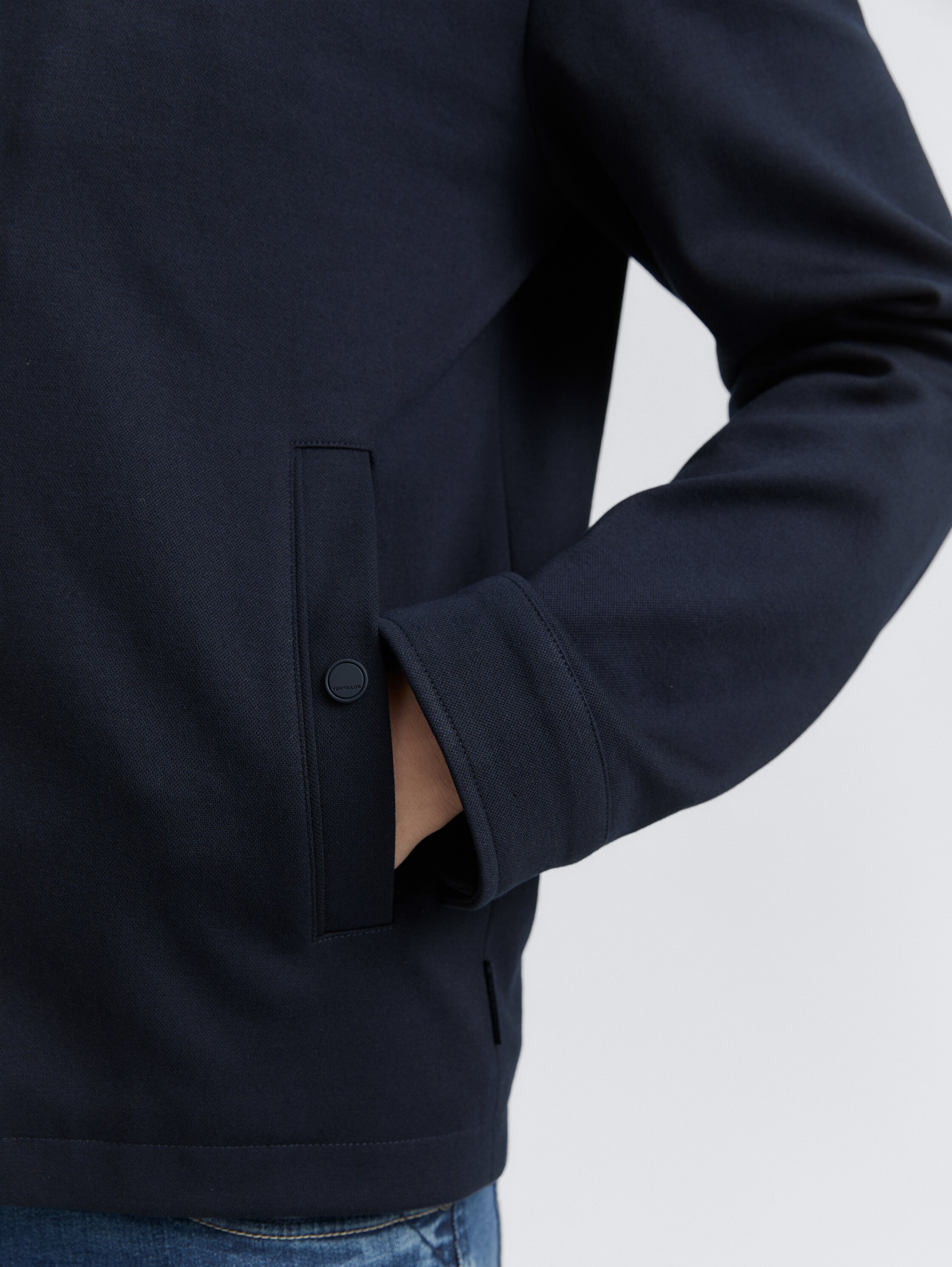 Piqué Blouson Jacke mit Bomberkragen - sky_captain_blue_1 - 