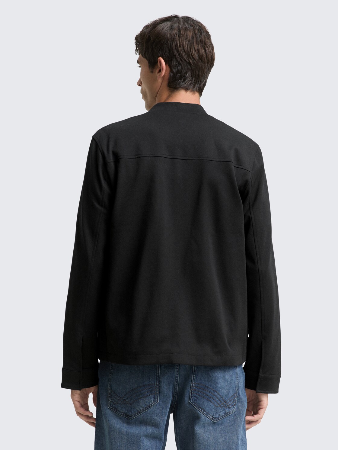 Piqué Blouson Jacke mit Bomberkragen - Black