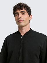 Veste blouson piqué avec col bombardier - Black