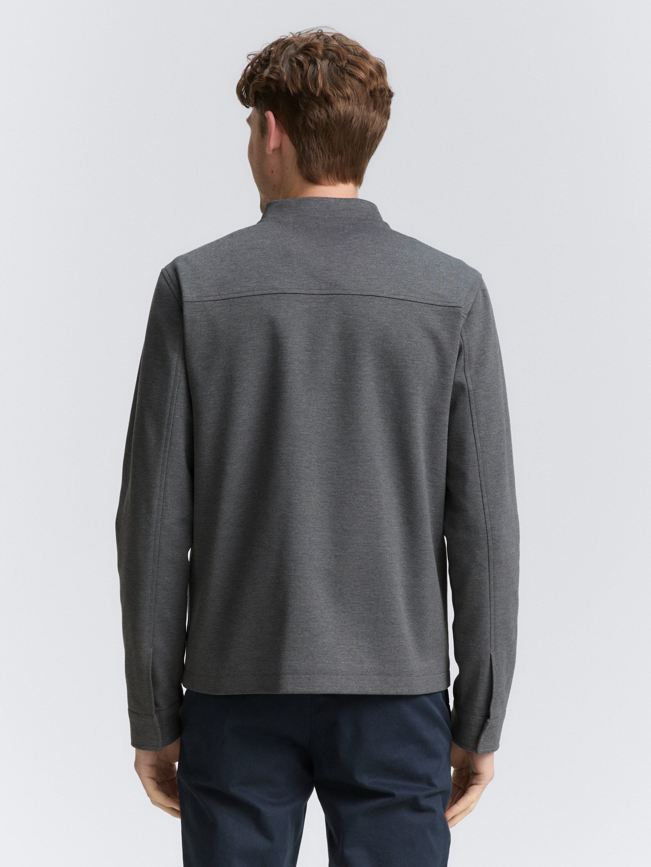 Piqué blouson Jasje met bomberkraag - classic_dark_grey_melange - 