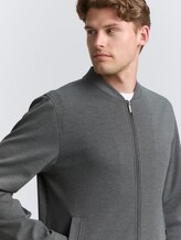 Veste blouson piqué avec col bombardier - classic dark grey melange