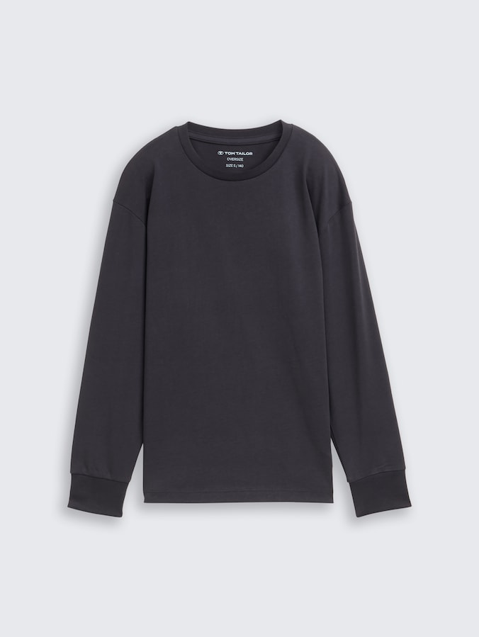 Oversized shirt met lange mouwen door Teen Boys, coal grey
