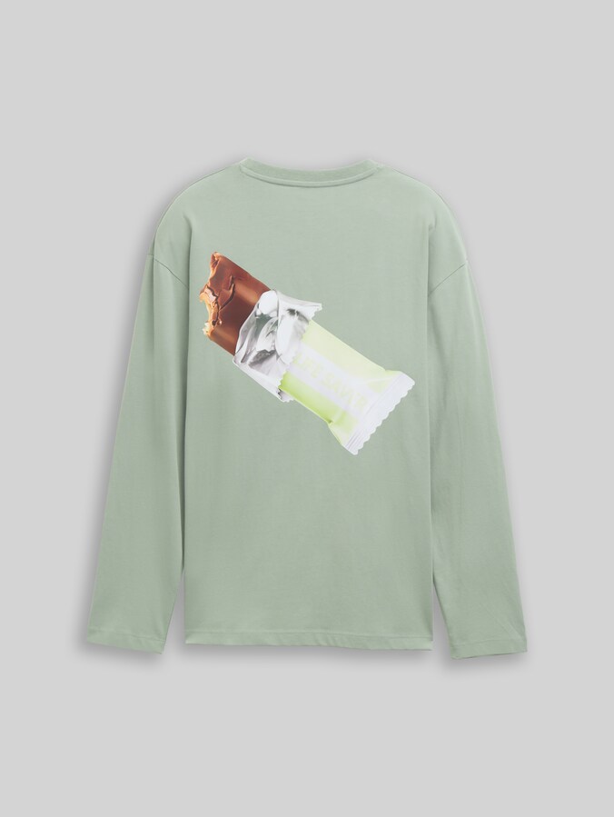 Oversize Langarmshirt mit Print von Teen Boys, Dusty Leave Green