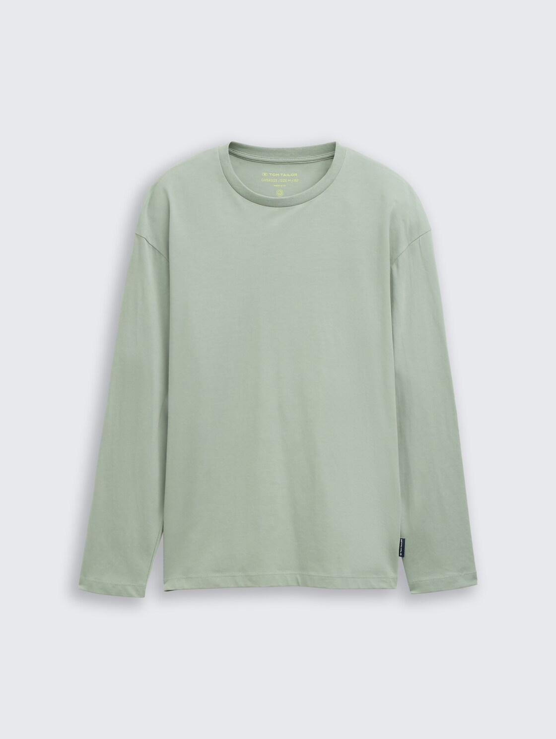 Oversize Langarmshirt mit Print - Dusty Leave Green - Vorder-Produkt-Ansicht