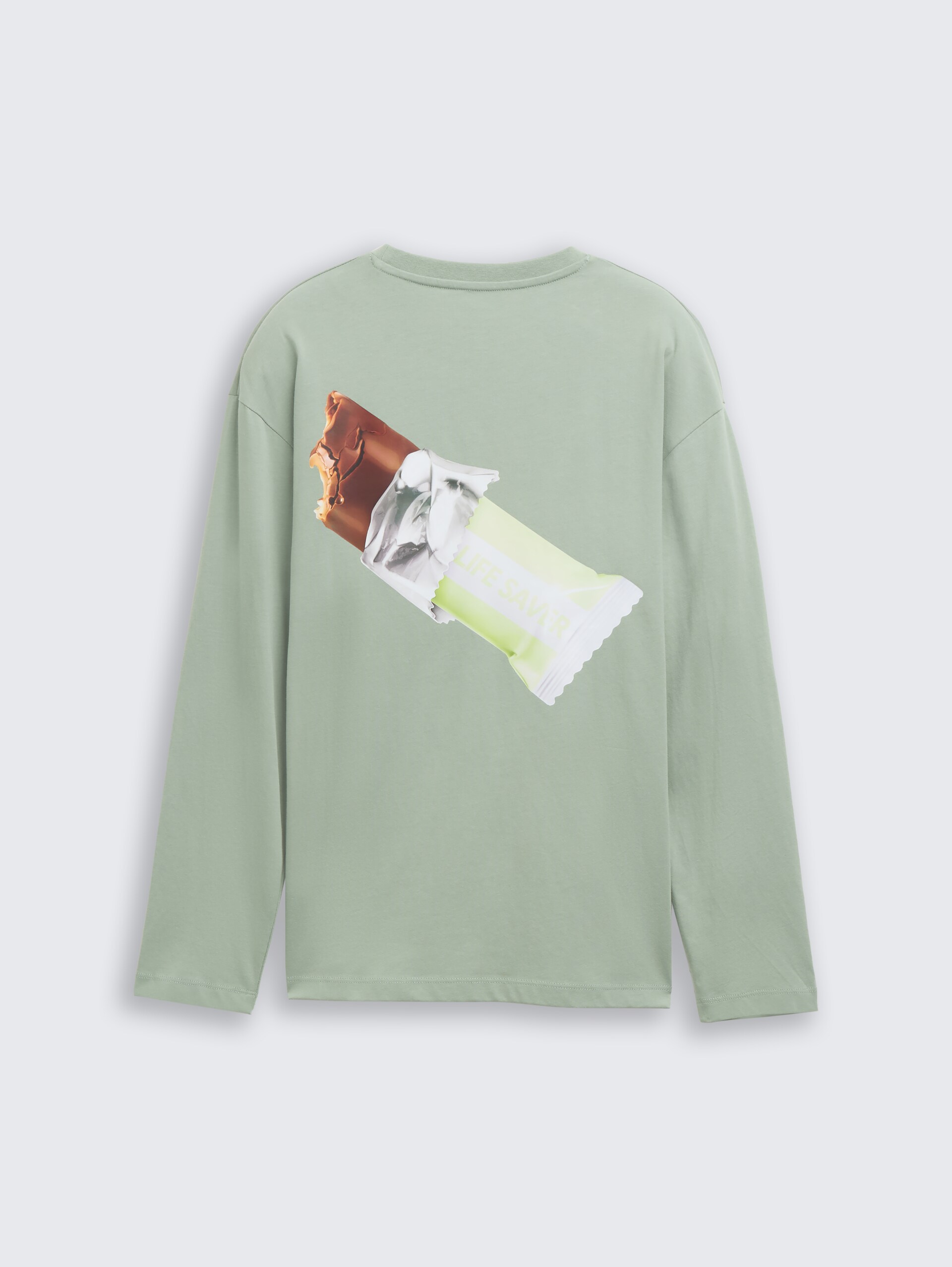 Oversize Langarmshirt mit Print - Dusty Leave Green