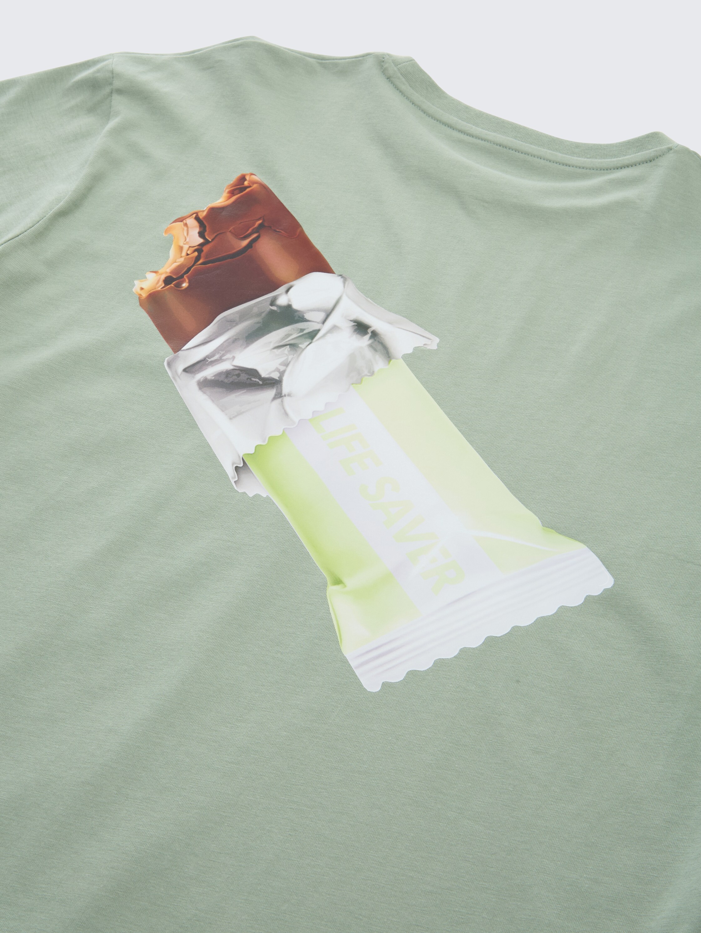 T-shirt manches longues oversize avec imprimé - Dusty Leave Green - Vue détaillée du modèle