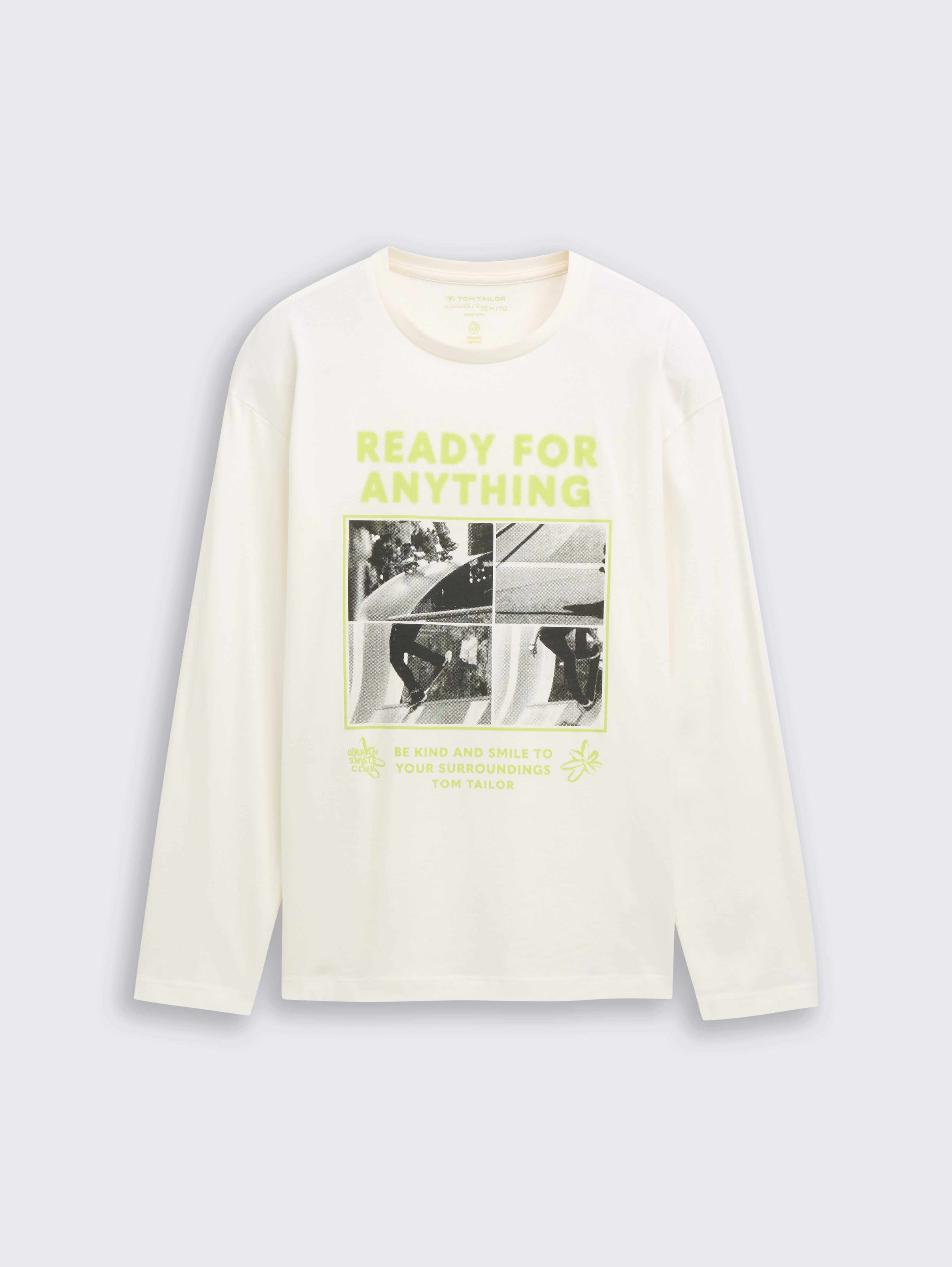 Oversize Langarmshirt mit Print von Teen Boys, Wool White