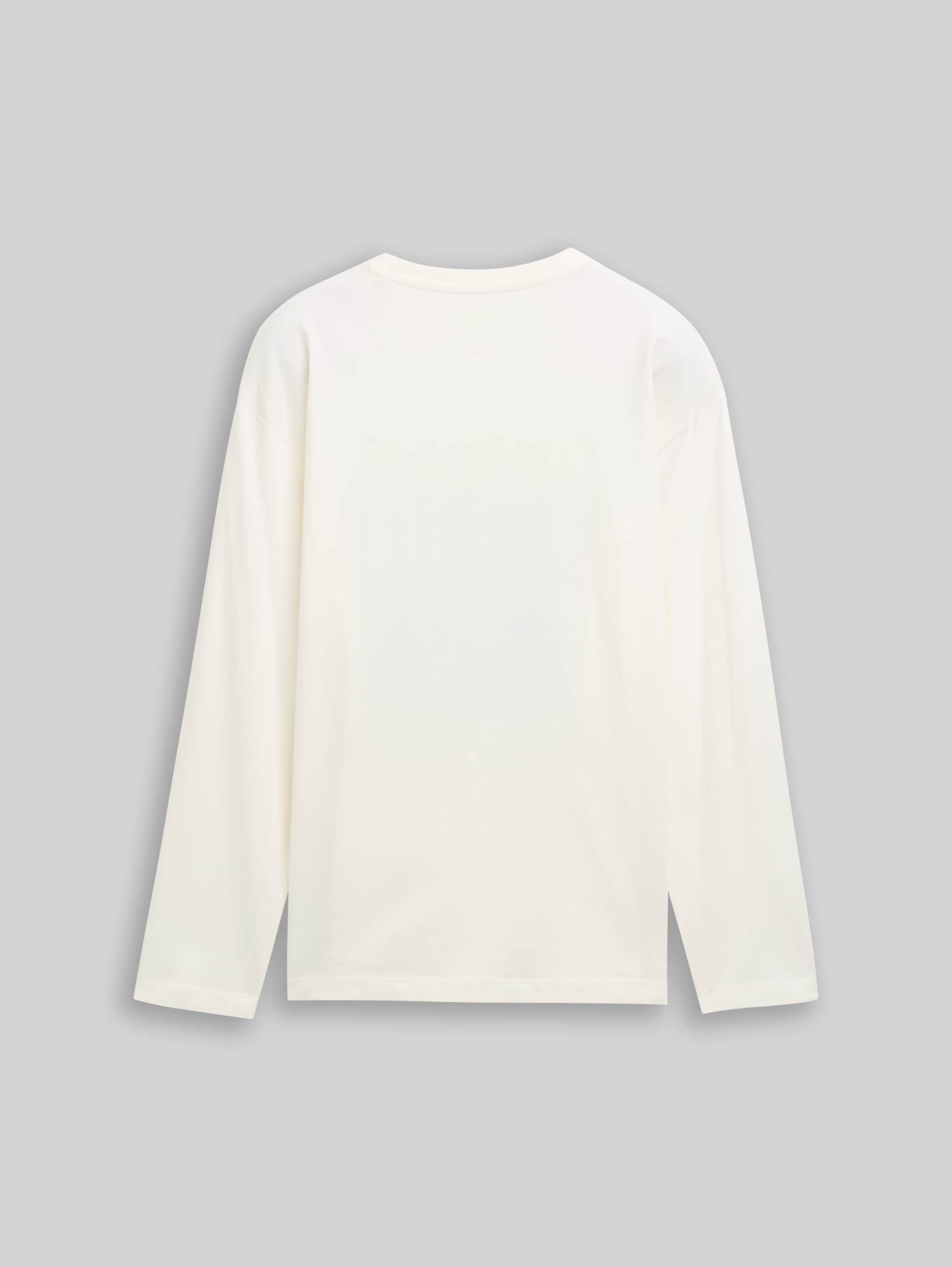 Oversize Langarmshirt mit Print - Wool White