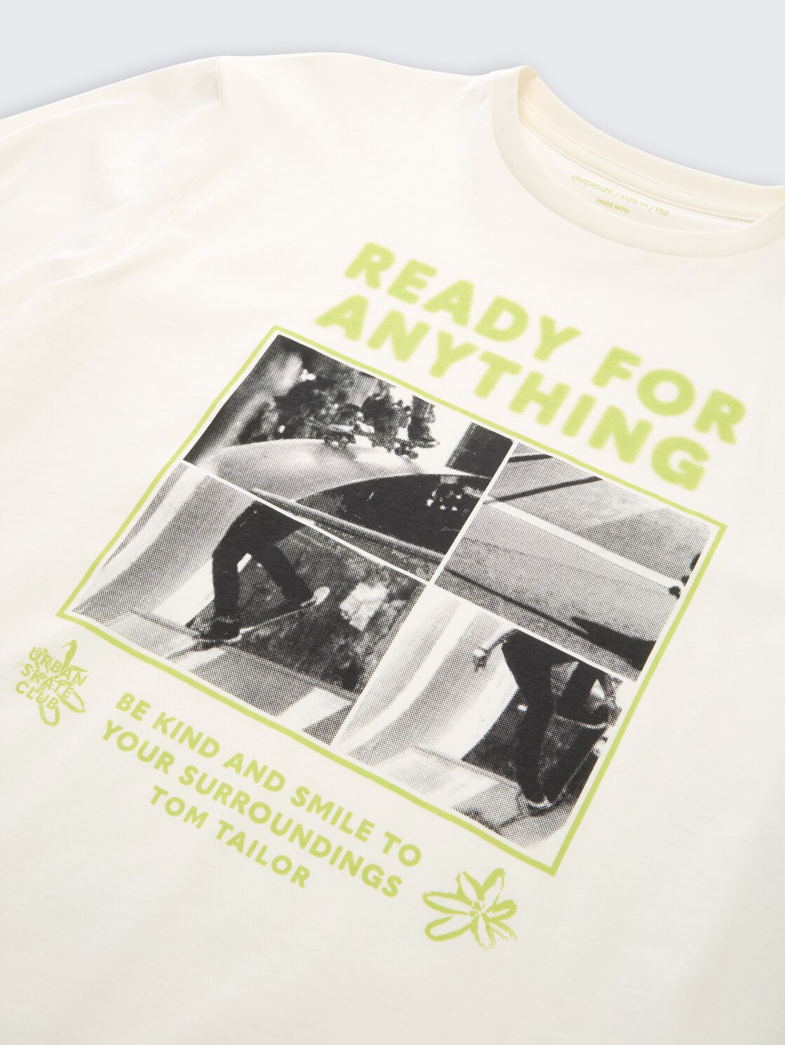 Oversized long-sleeved T-shirt with a print - Wool White - Detail model view