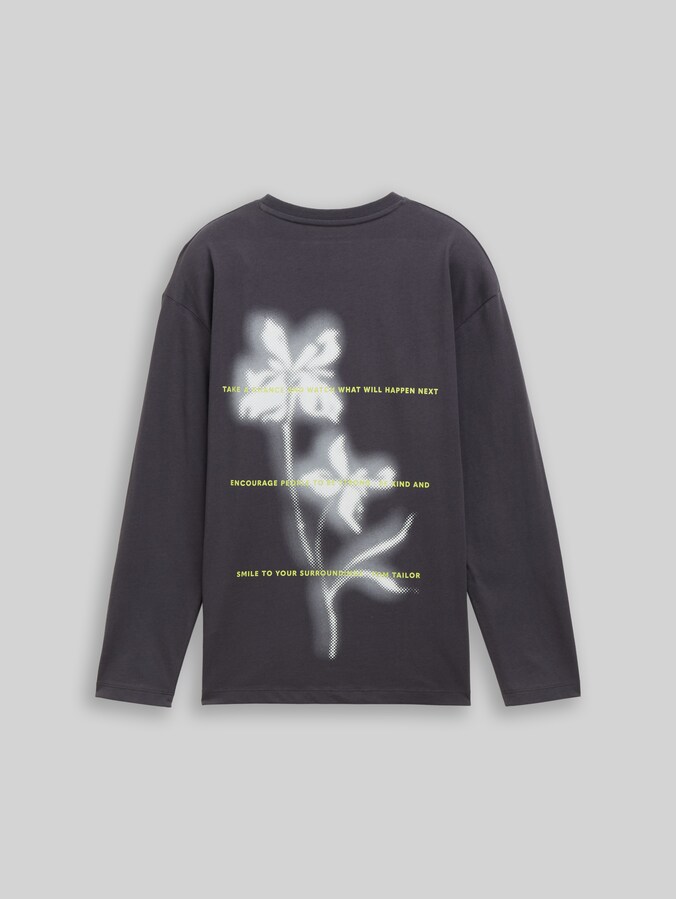 Oversized long sleeve shirt with print by Teen Boys, coal grey