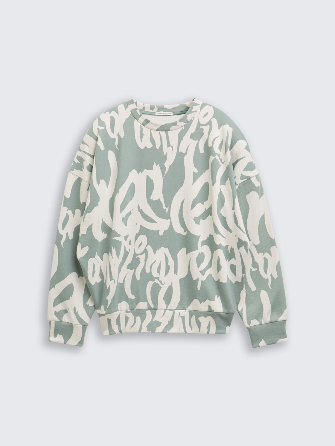 Oversize Sweatshirt mit Allover-Print - leaf green big wording design - Vorder-Produkt-Ansicht