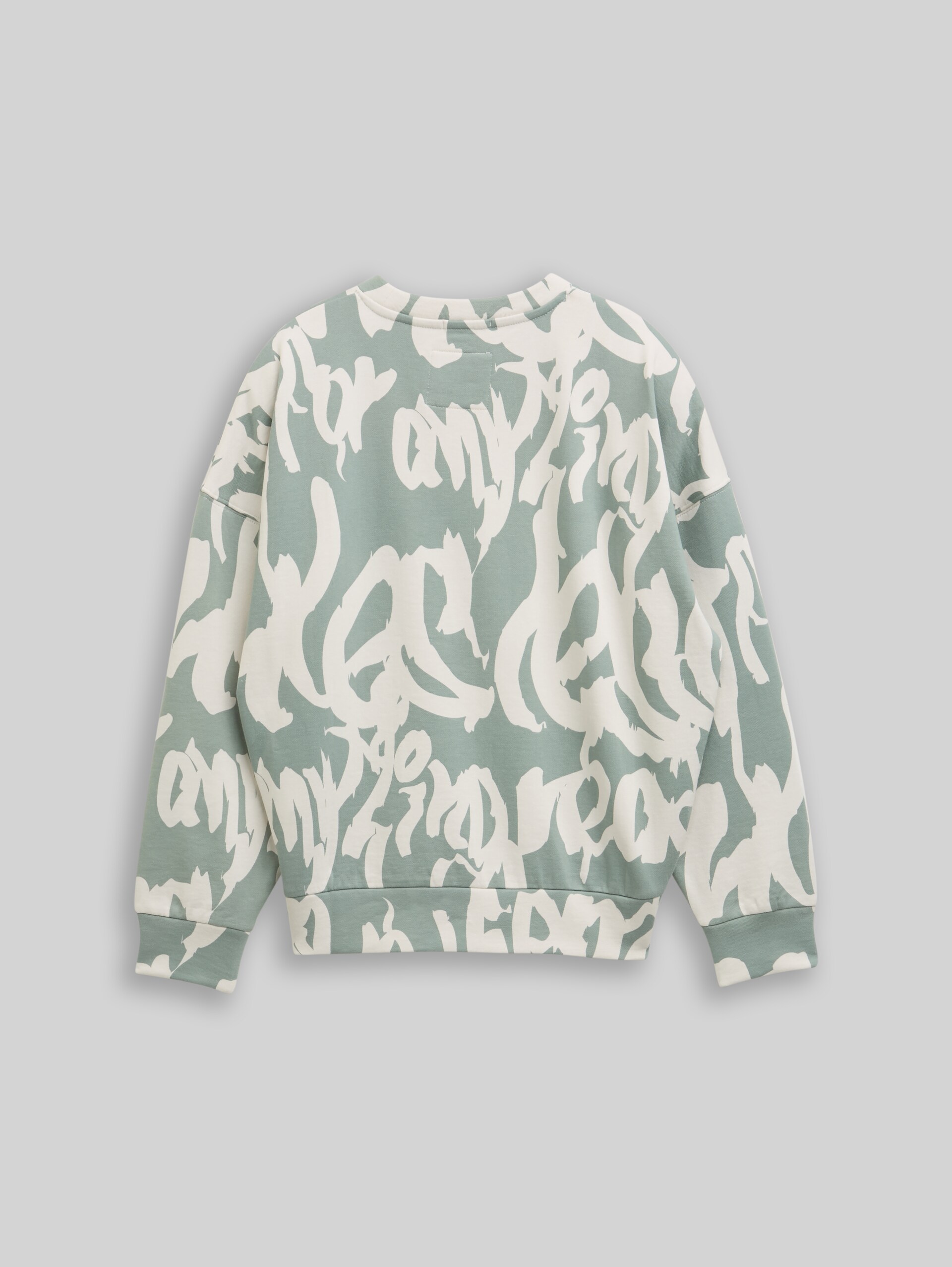 Oversized sweatshirt with all-over print - leaf green big wording design