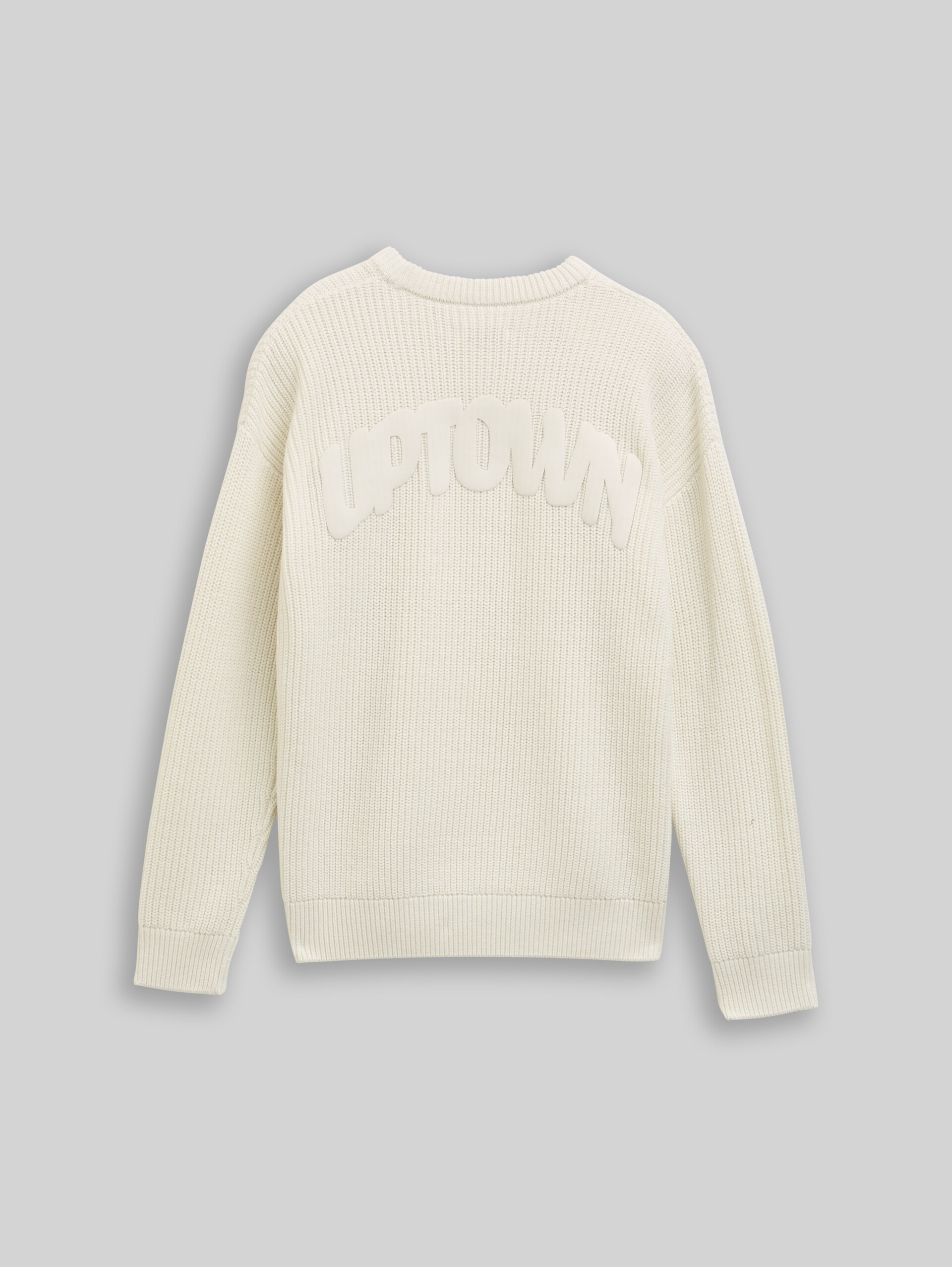 Knitted jumper with back print - greyish white