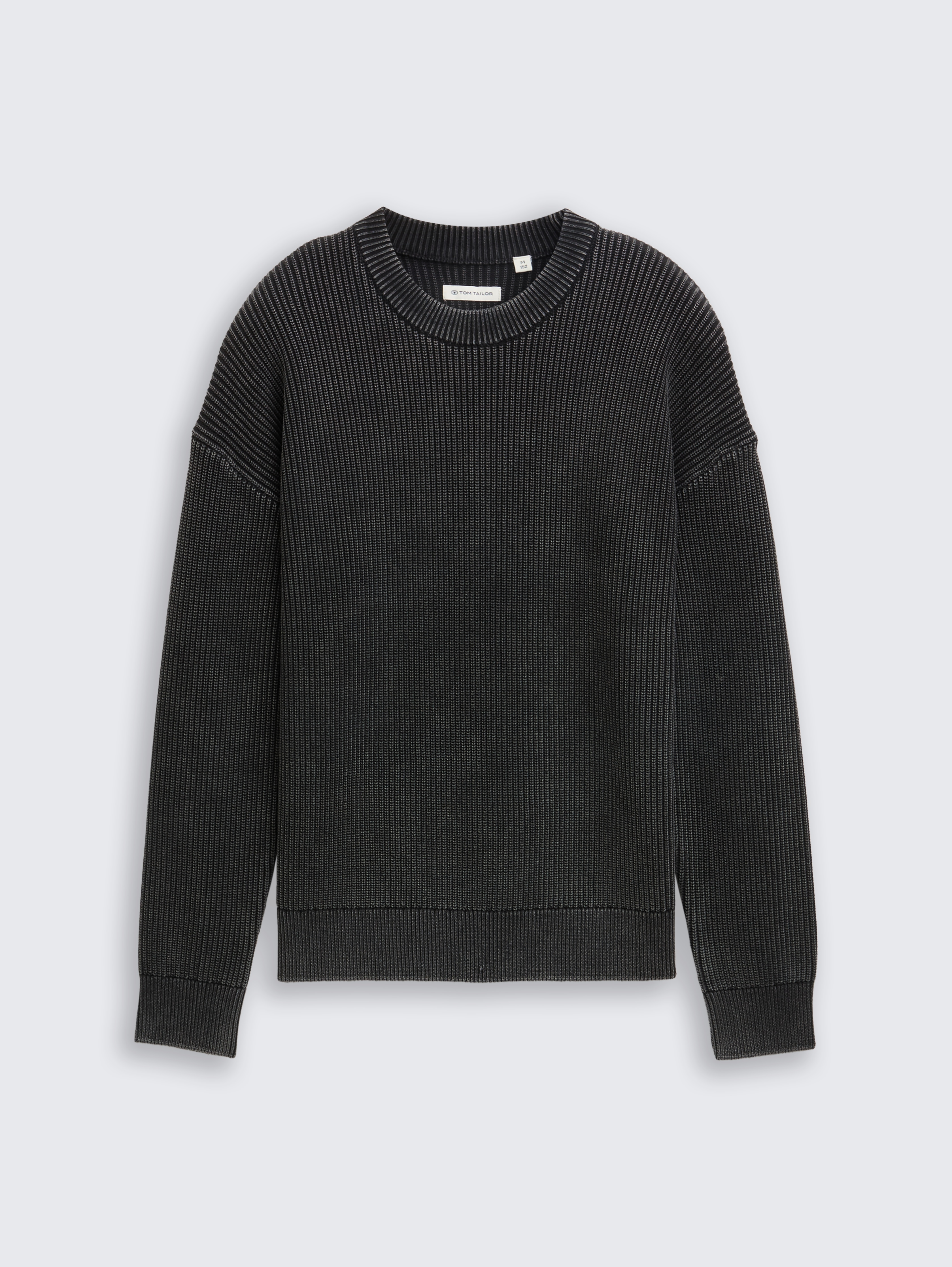 Strickpullover im Washed-Look von Teen Boys, heavy black