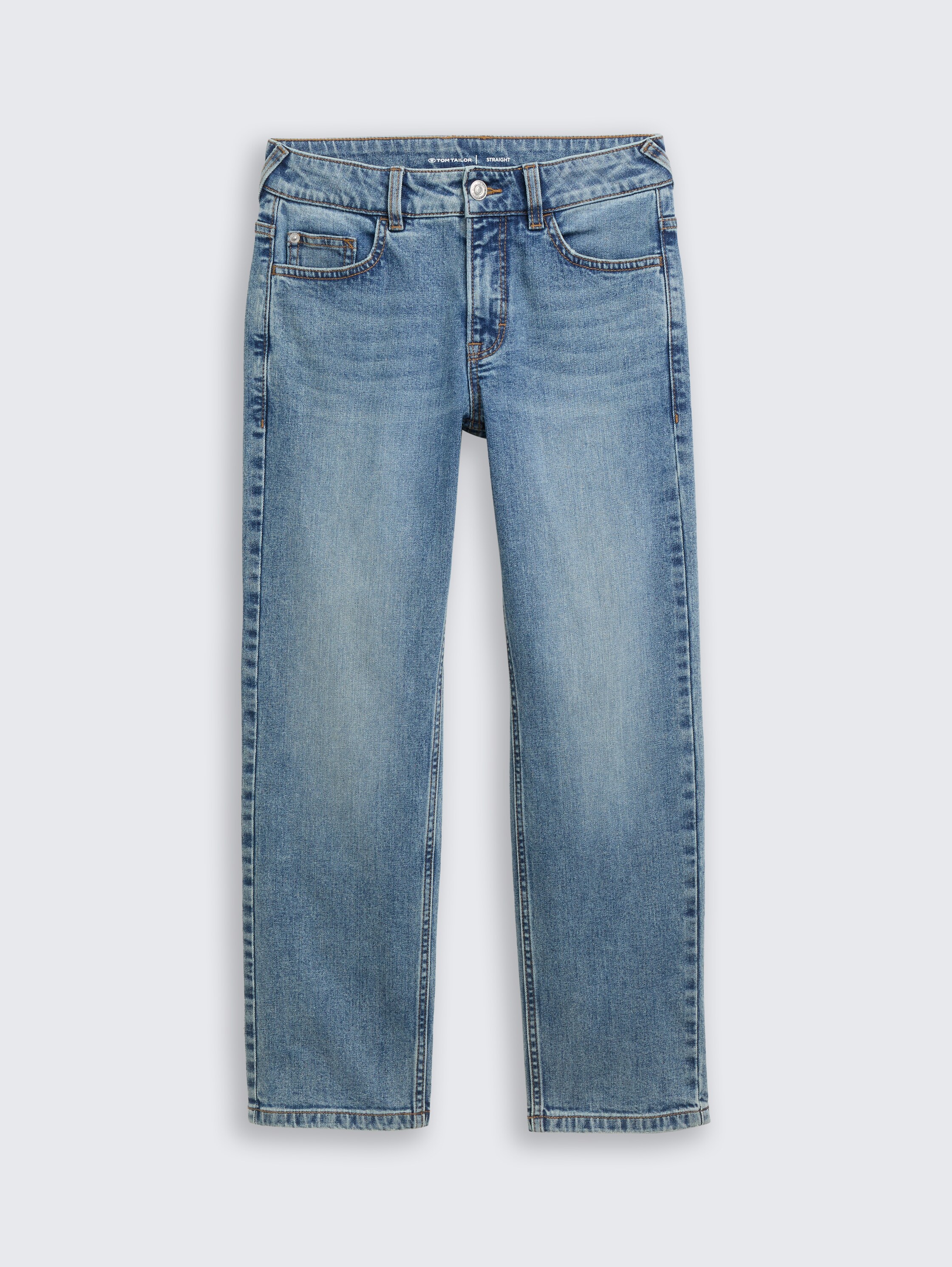 Rechte jeans - used_mid_stone_blue_denim - 