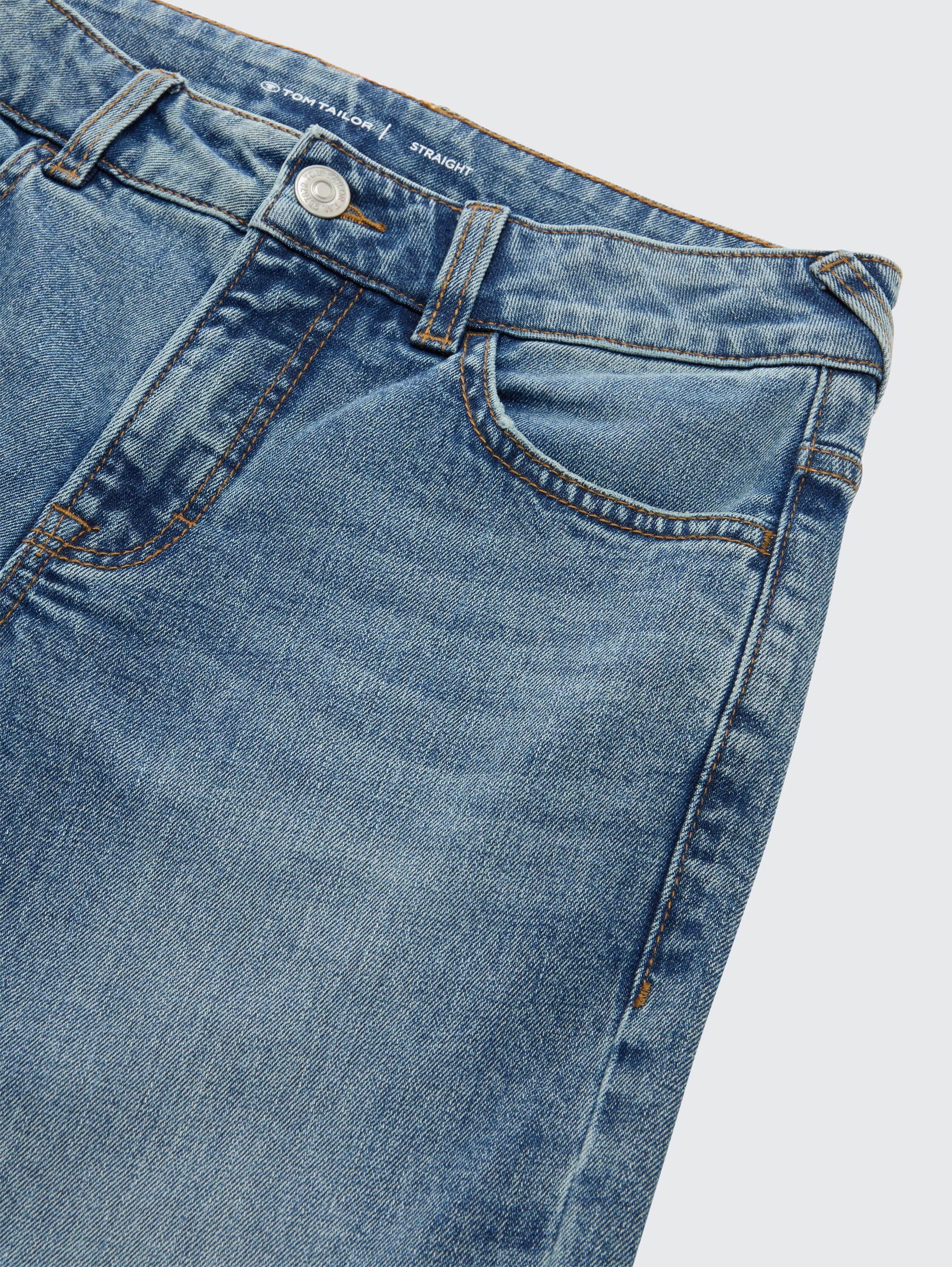 Rechte jeans - used_mid_stone_blue_denim - 