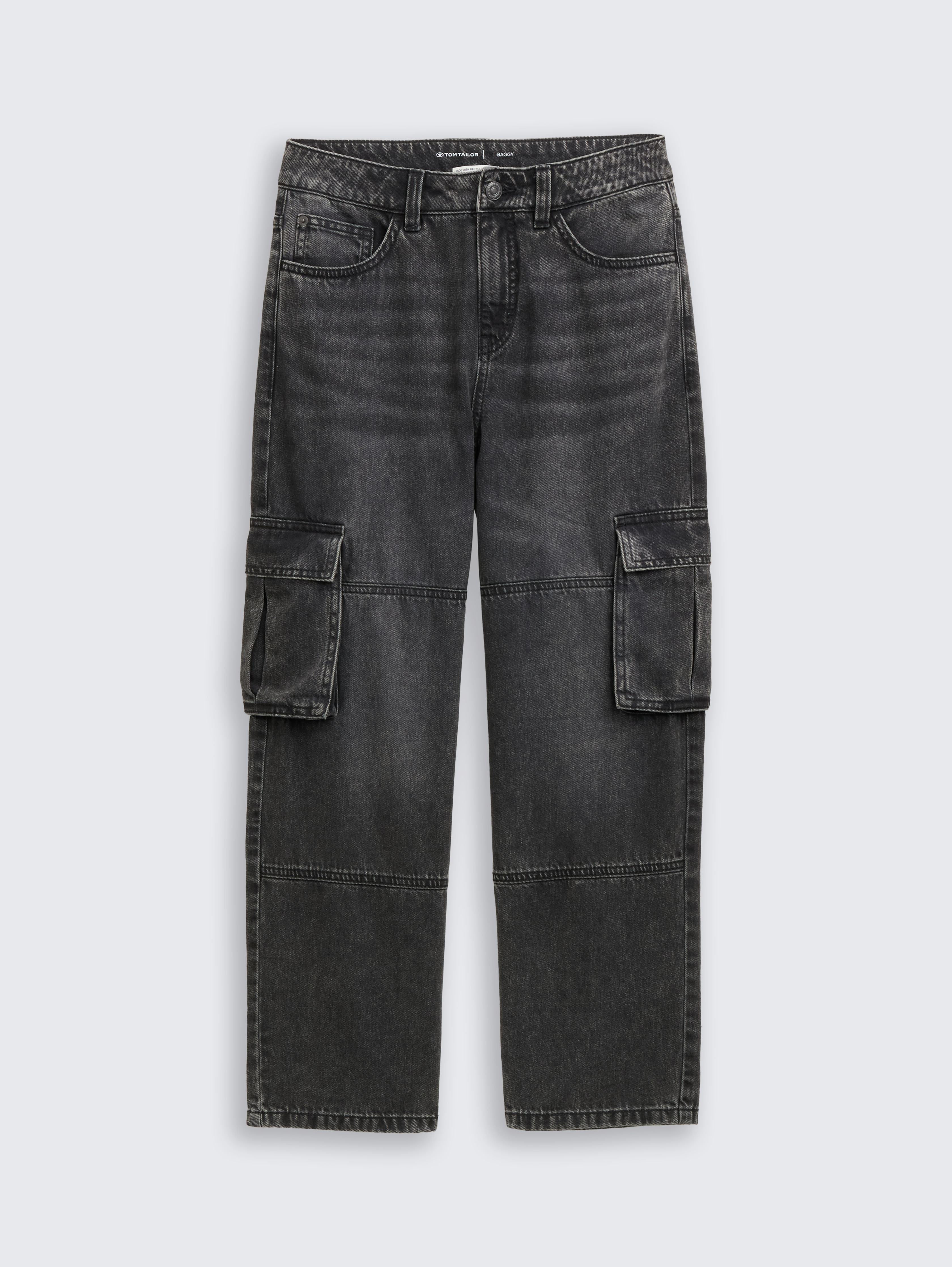 Baggy Cargo Jeans von Teen Boys, used dark stone grey denim