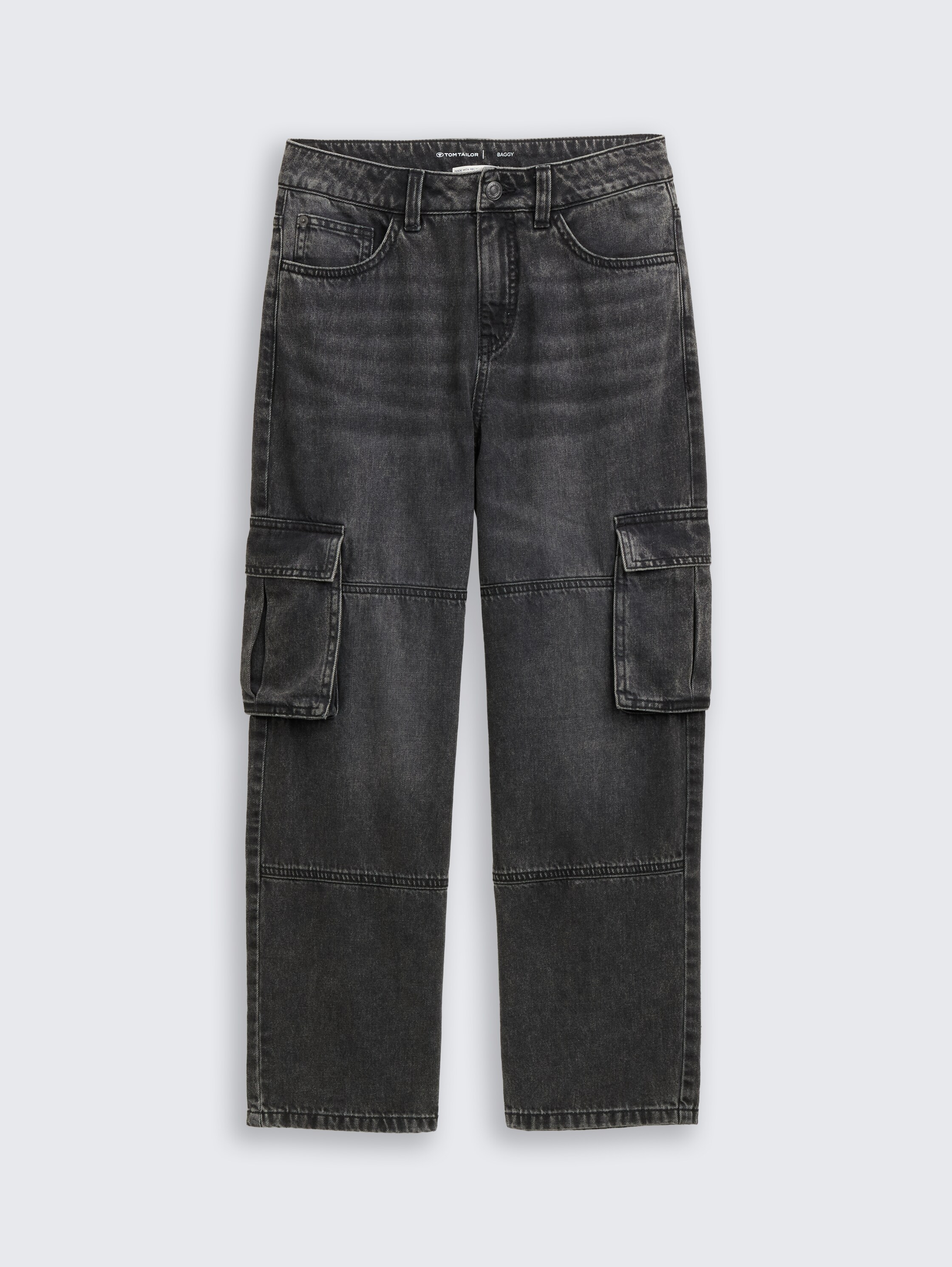Baggy Cargo Jeans - used_dark_stone_grey_denim - 