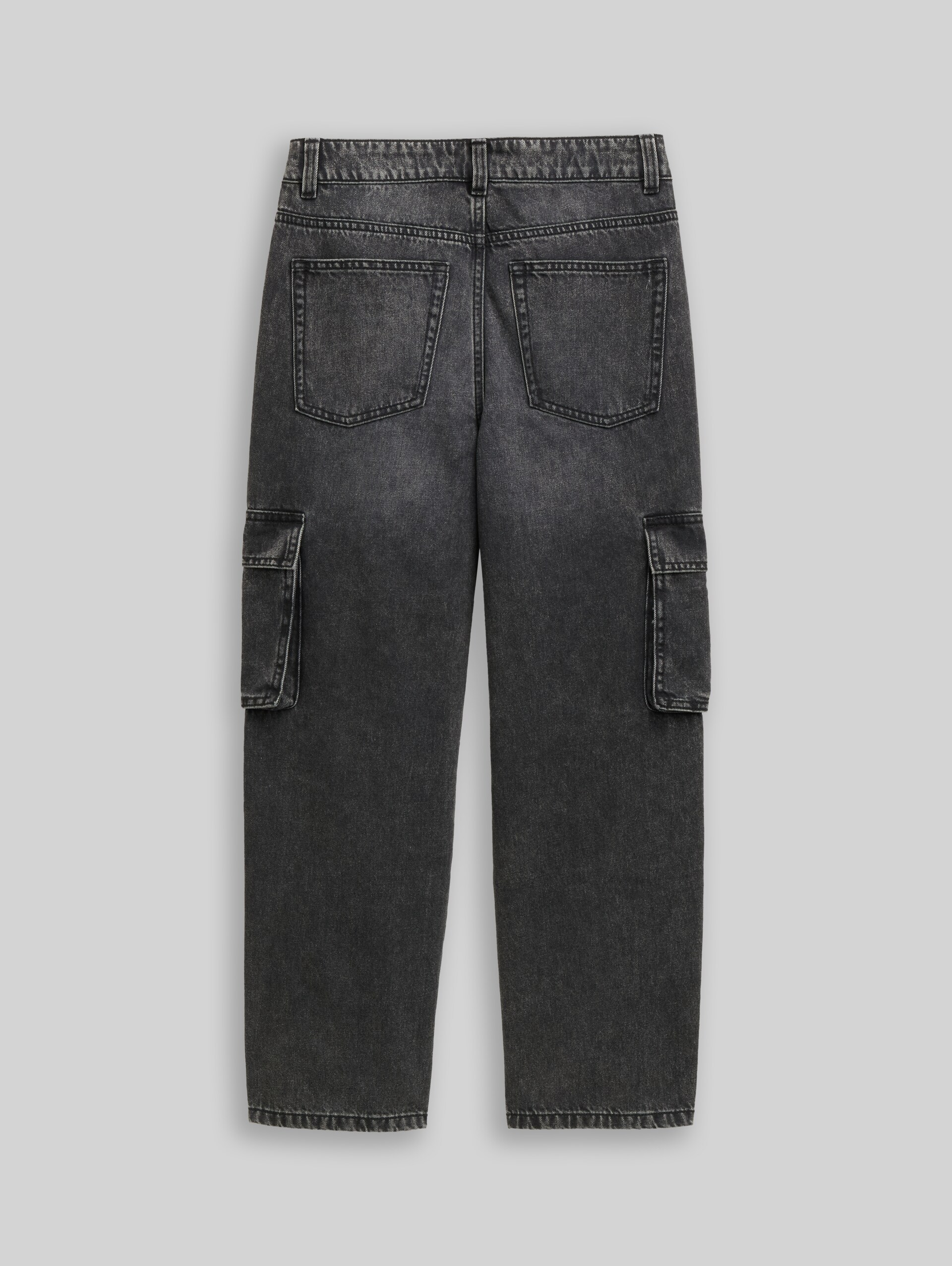 Baggy cargo jeans - used dark stone grey denim