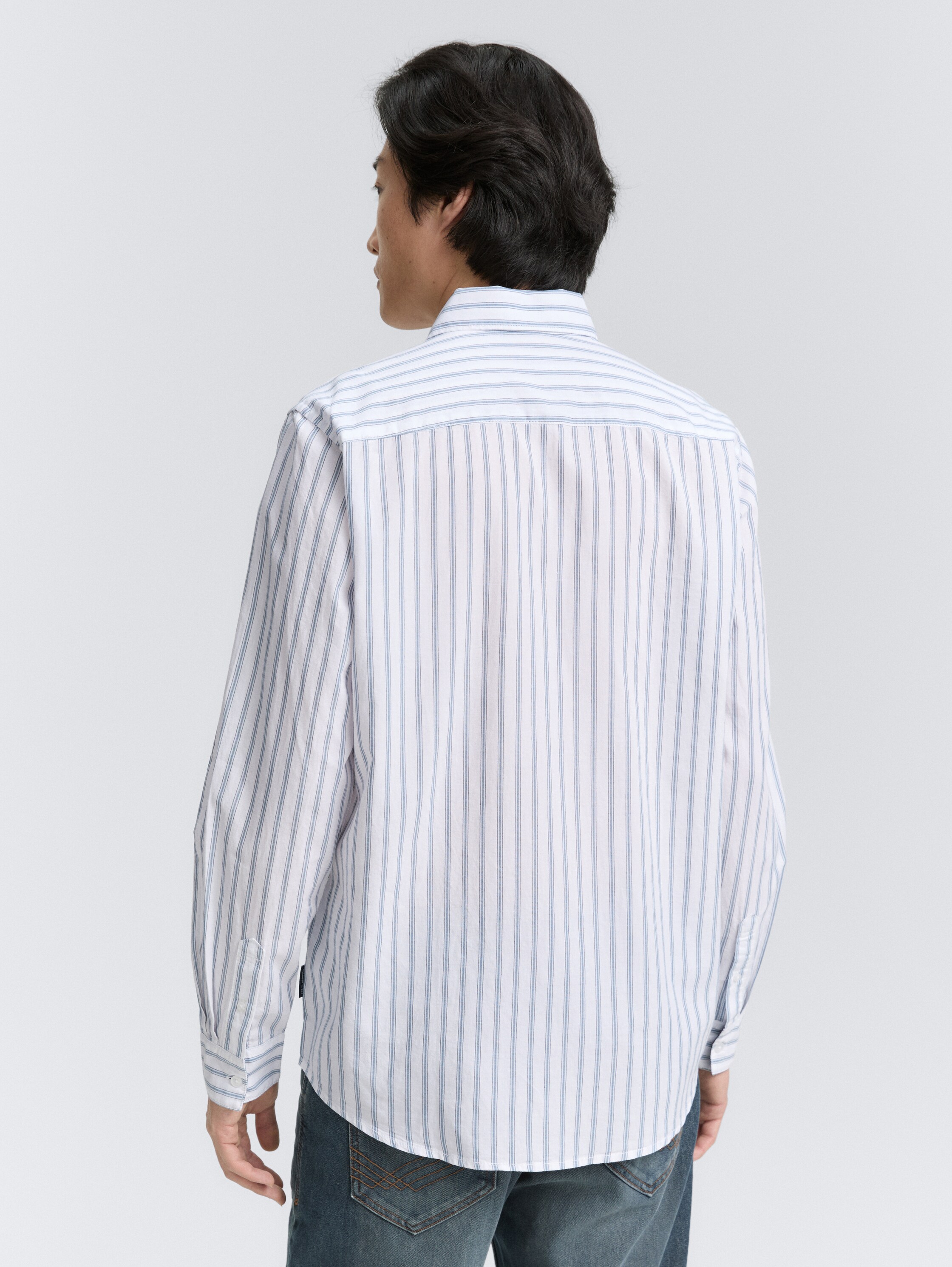 Regular Fit Hemd mit Streifenmuster - white_blue_stripe - 