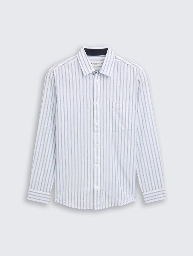 Regular fit overhemd met streeppatroon door Men, white blue stripe