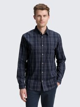 Regular Fit Hemd mit Karo-Muster - navy tonal check - Ausschnitt Model-Vorderansicht