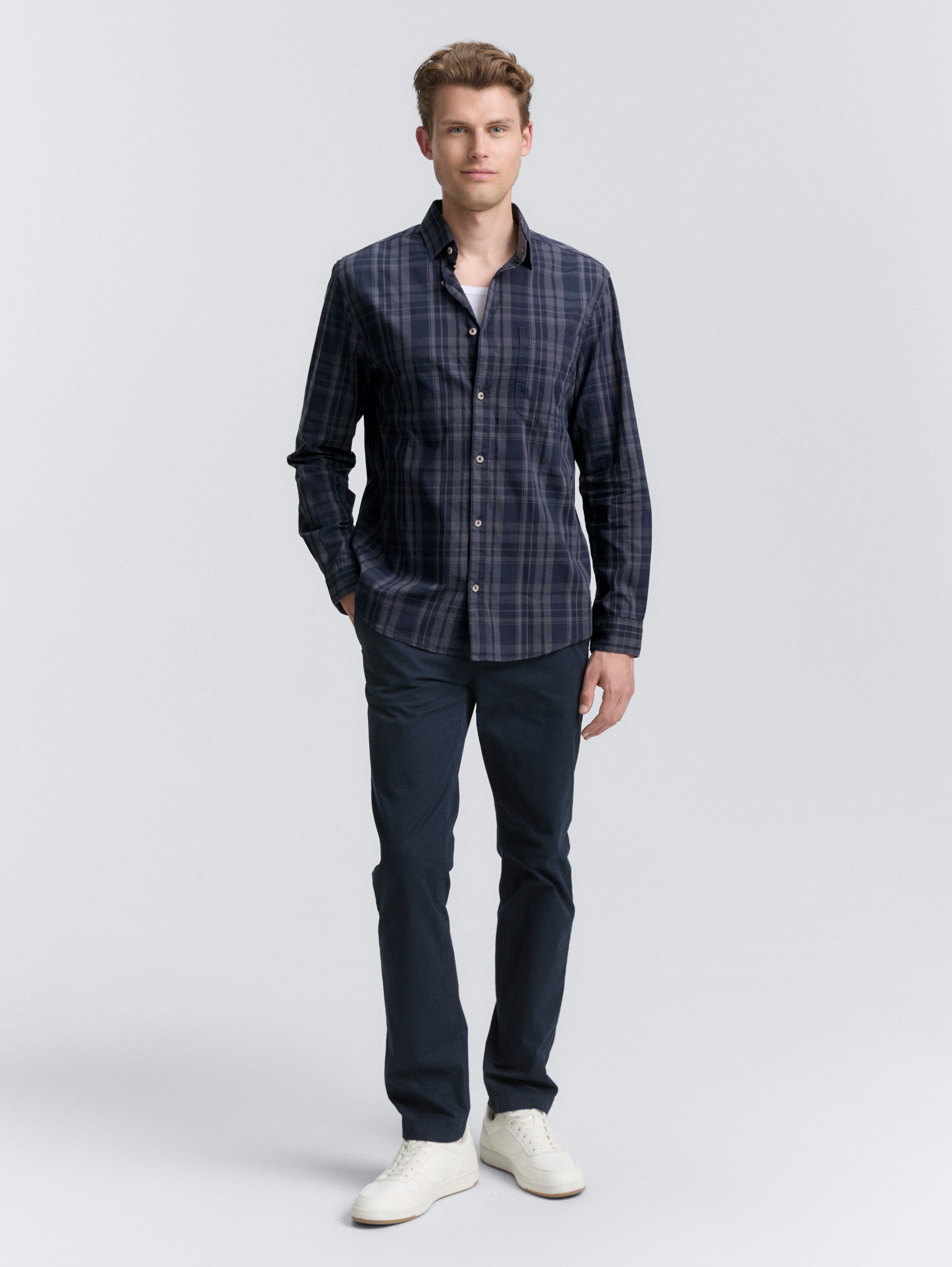Regular fit overhemd met geruit patroon - navy_tonal_check - 
