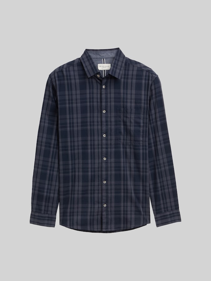 Chemise Regular Fit avec motif à carreaux par Men, navy tonal check