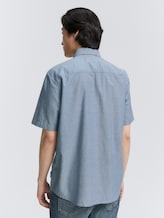 Regular Fit Kurzarmhemd aus Baumwolle - real teal blue chambray - Auschnitt Model-Rückansicht