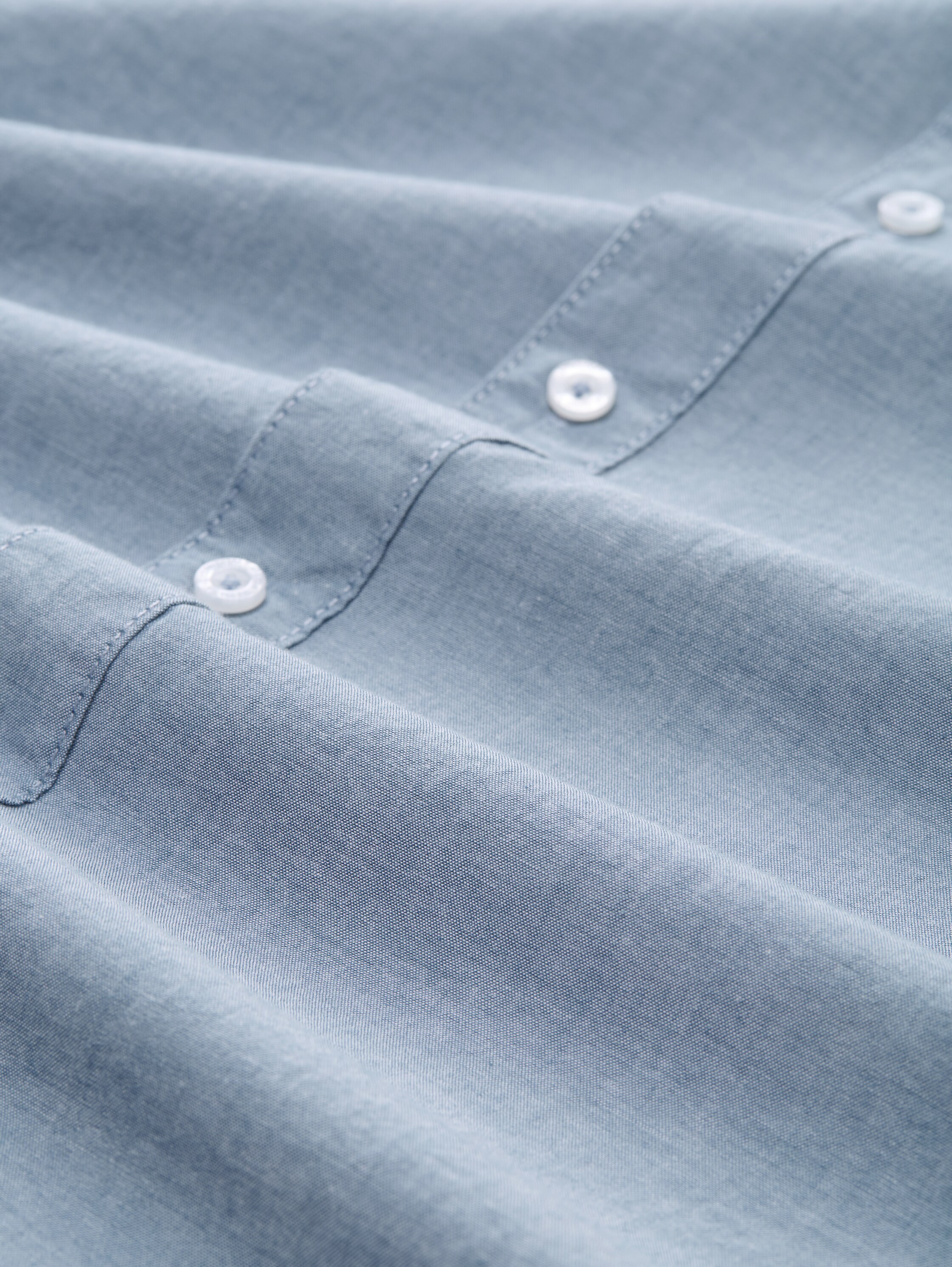 Regular Fit Kurzarmhemd aus Baumwolle - real_teal_blue_chambray - 