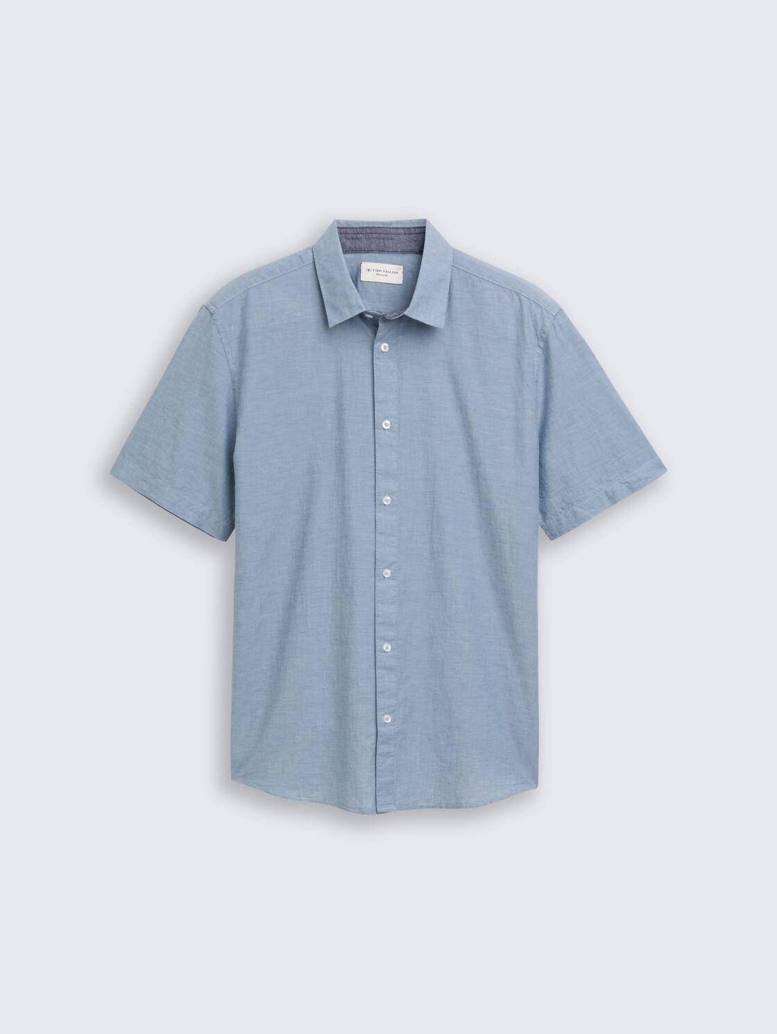 Regular Fit Kurzarmhemd aus Baumwolle - real teal blue chambray - Vorder-Produkt-Ansicht