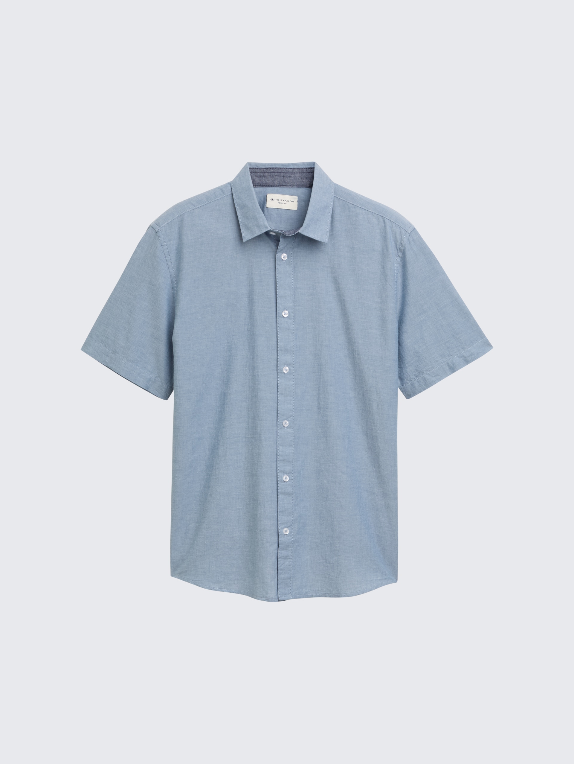 Regular Fit Kurzarmhemd aus Baumwolle - real teal blue chambray - Vorder-Produkt-Ansicht