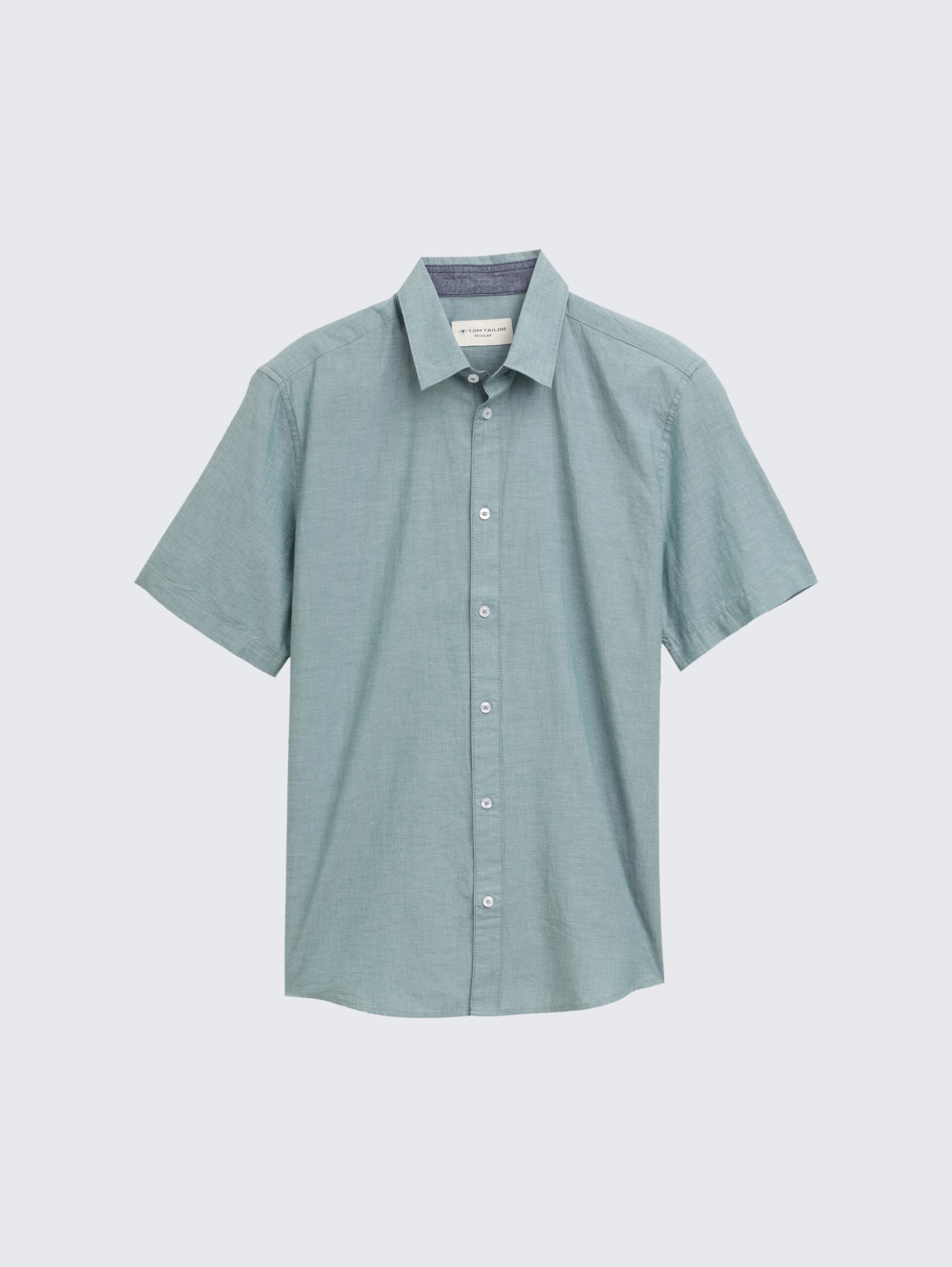 Regular Fit Kurzarmhemd aus Baumwolle - jasper green chambray - Vorder-Produkt-Ansicht