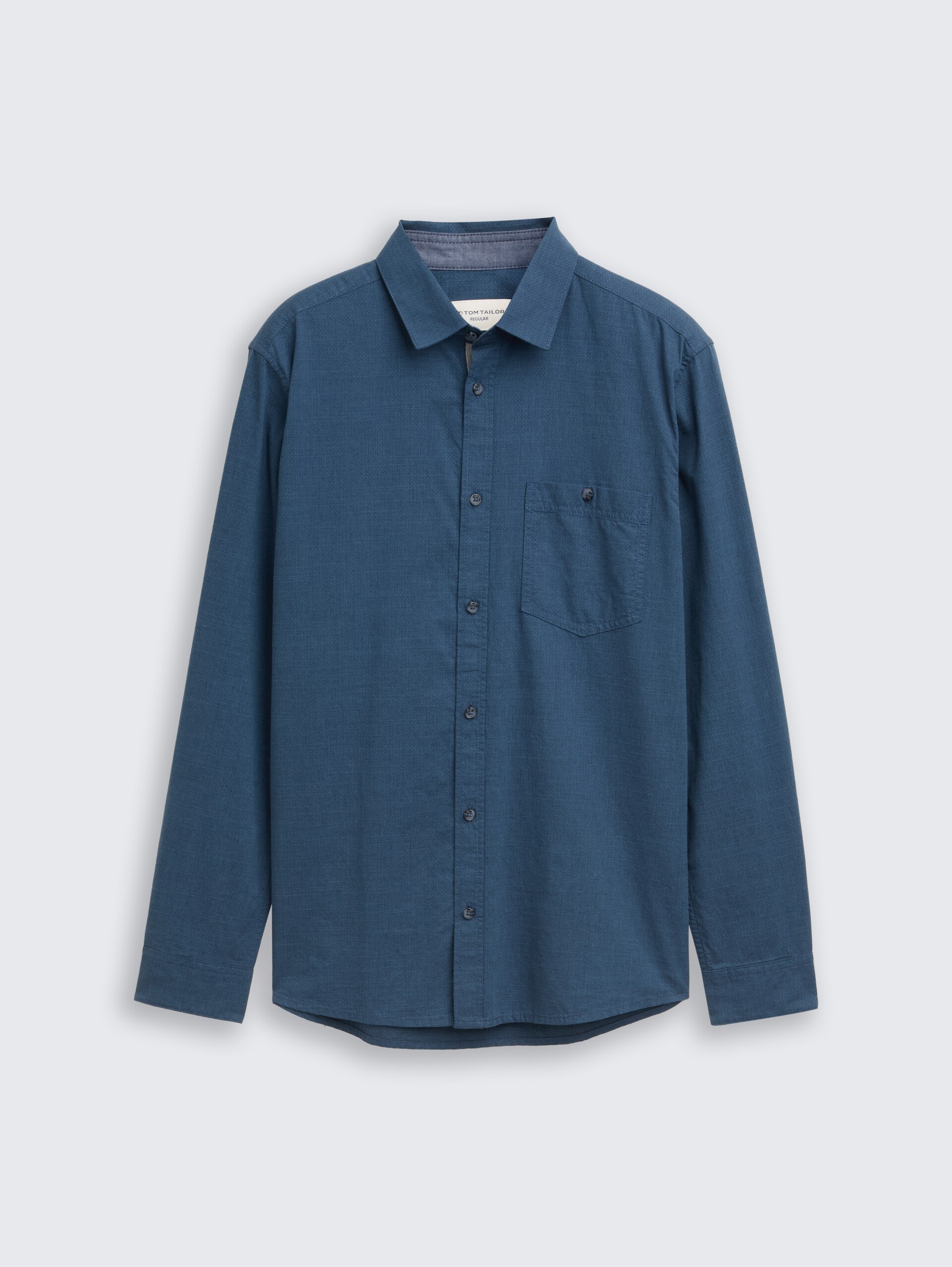 Regular Fit Hemd mit Brusttasche - teal navy horizontal structure - Vorder-Produkt-Ansicht