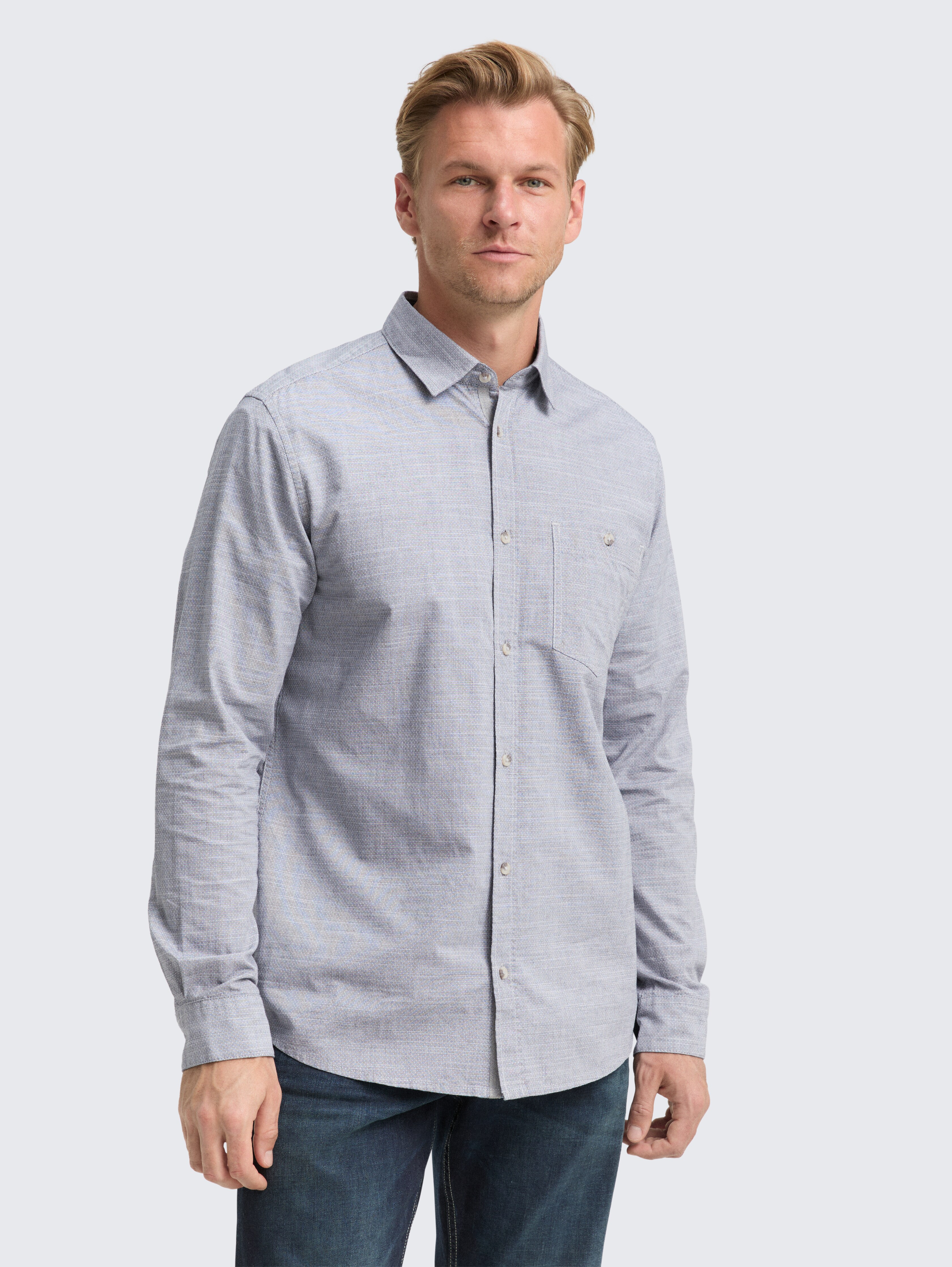 Regular Fit Hemd mit Brusttasche von Men, navy horizontal structure