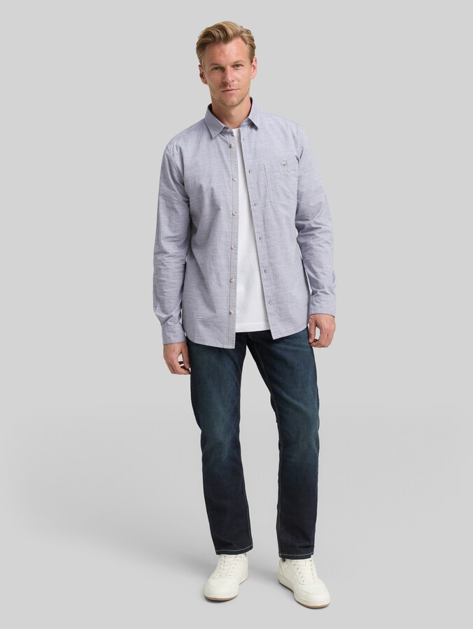 Regular Fit Hemd mit Brusttasche von Men, navy horizontal structure
