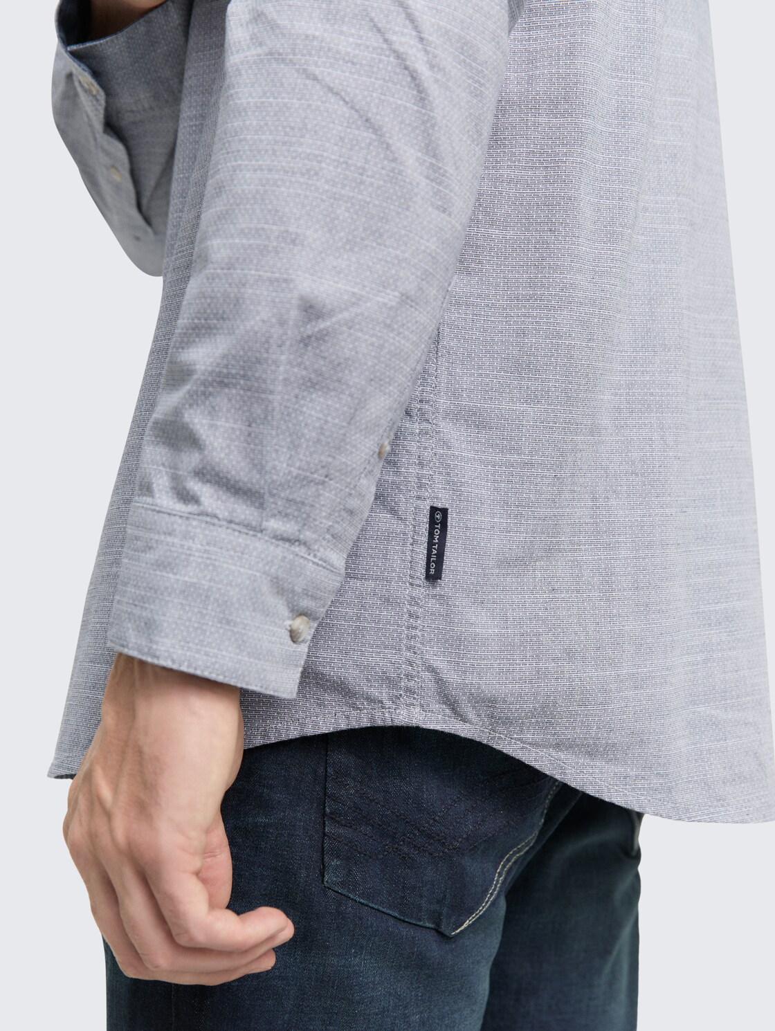Regular Fit Hemd mit Brusttasche - navy horizontal structure - Detail-Model-Ansicht