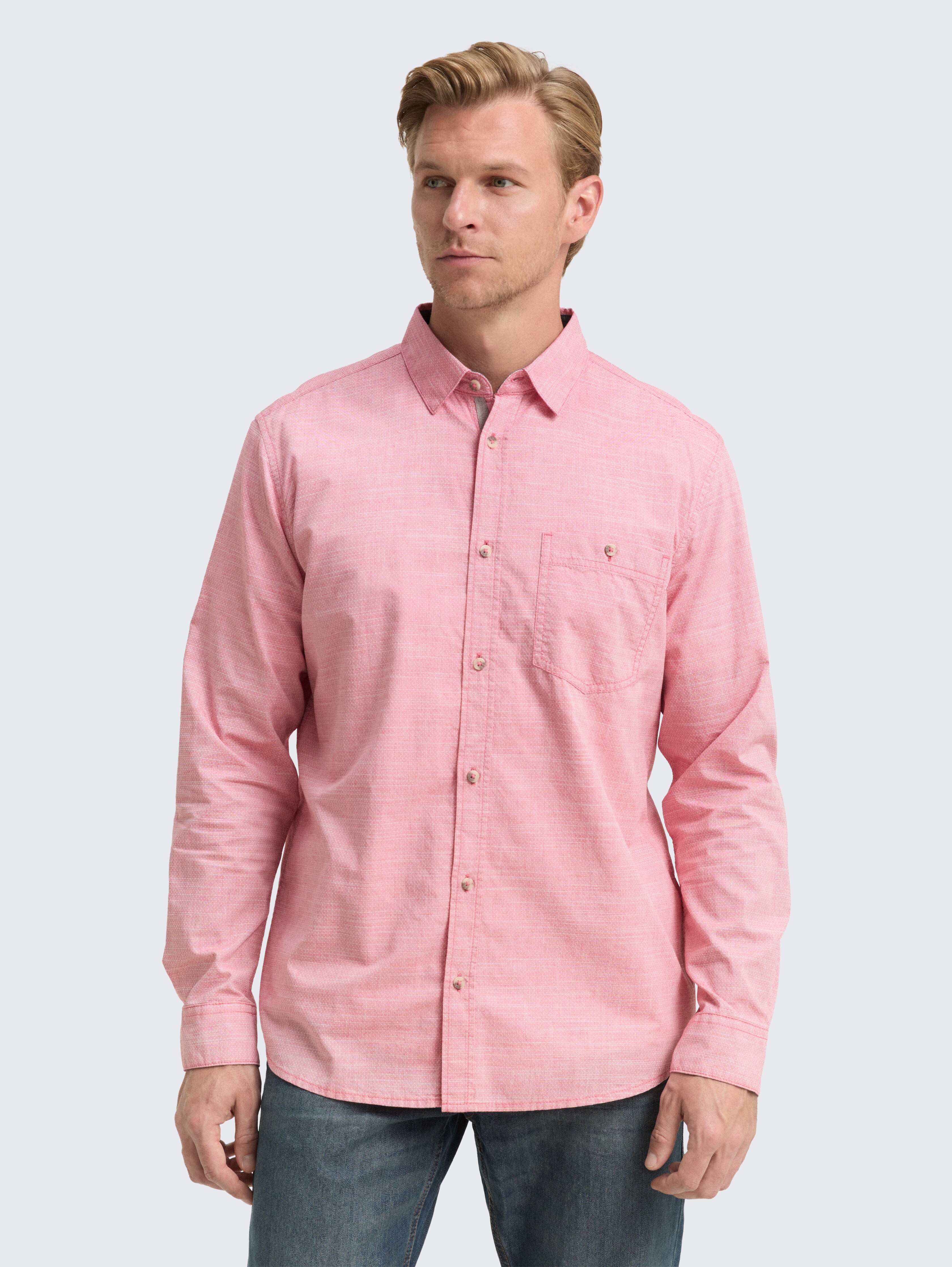 Regular Fit Hemd mit Brusttasche von Men, red white horizontal structure