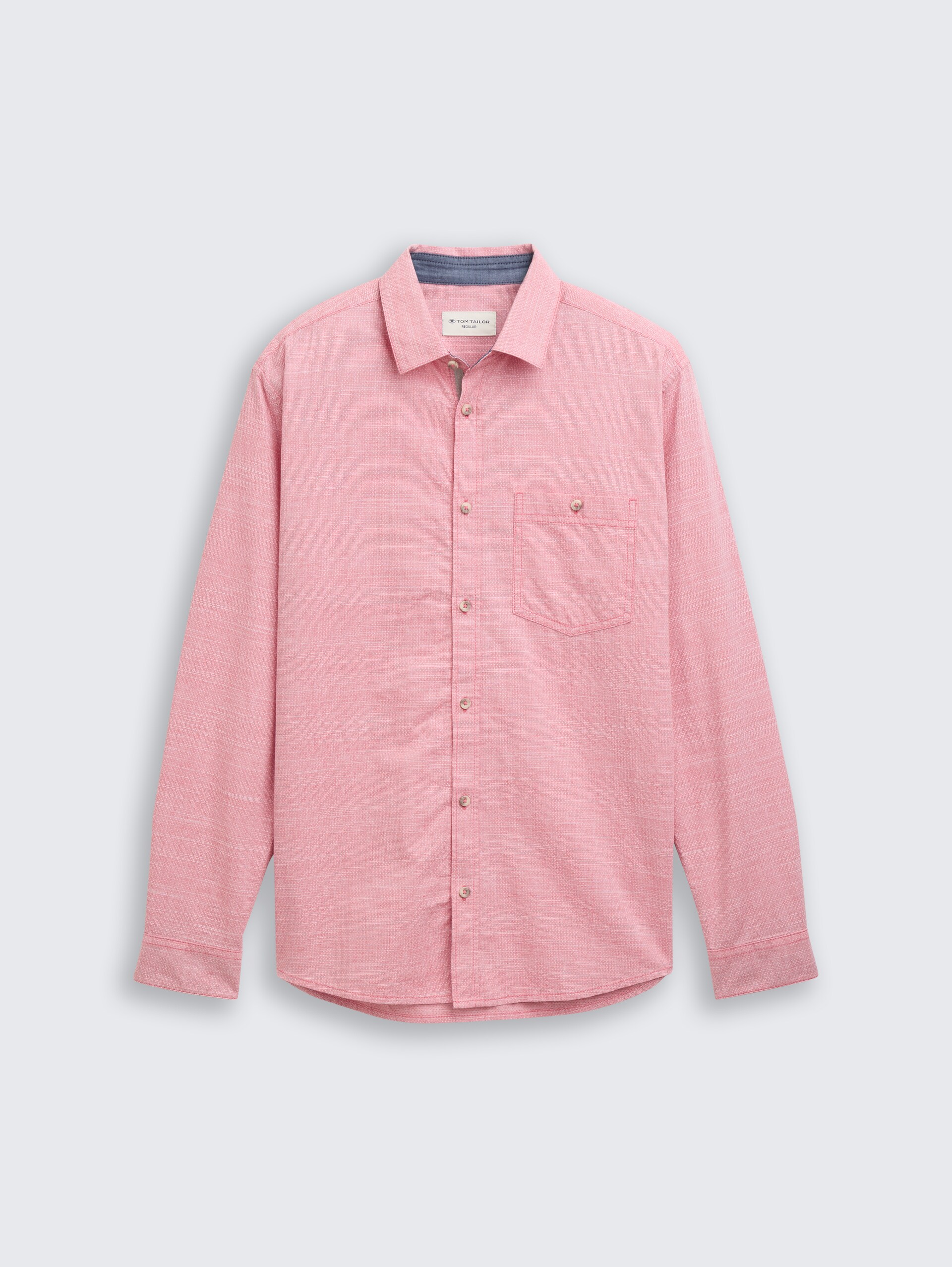 Chemise coupe classique avec poche poitrine - red white horizontal structure - Vue de face du produit