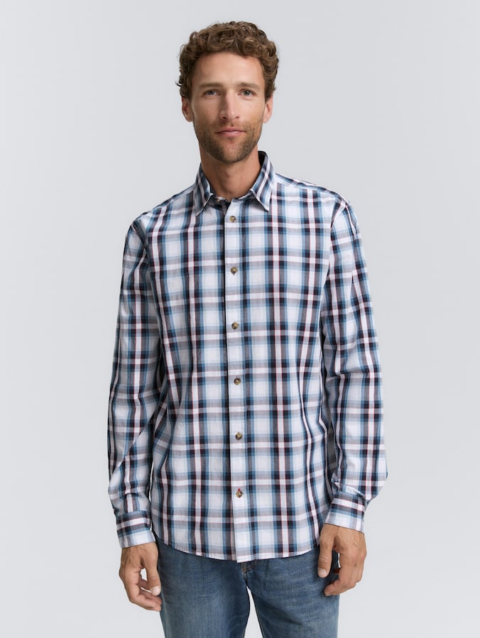 Regular fit overhemd met geruit patroon door Men, white blue shades check
