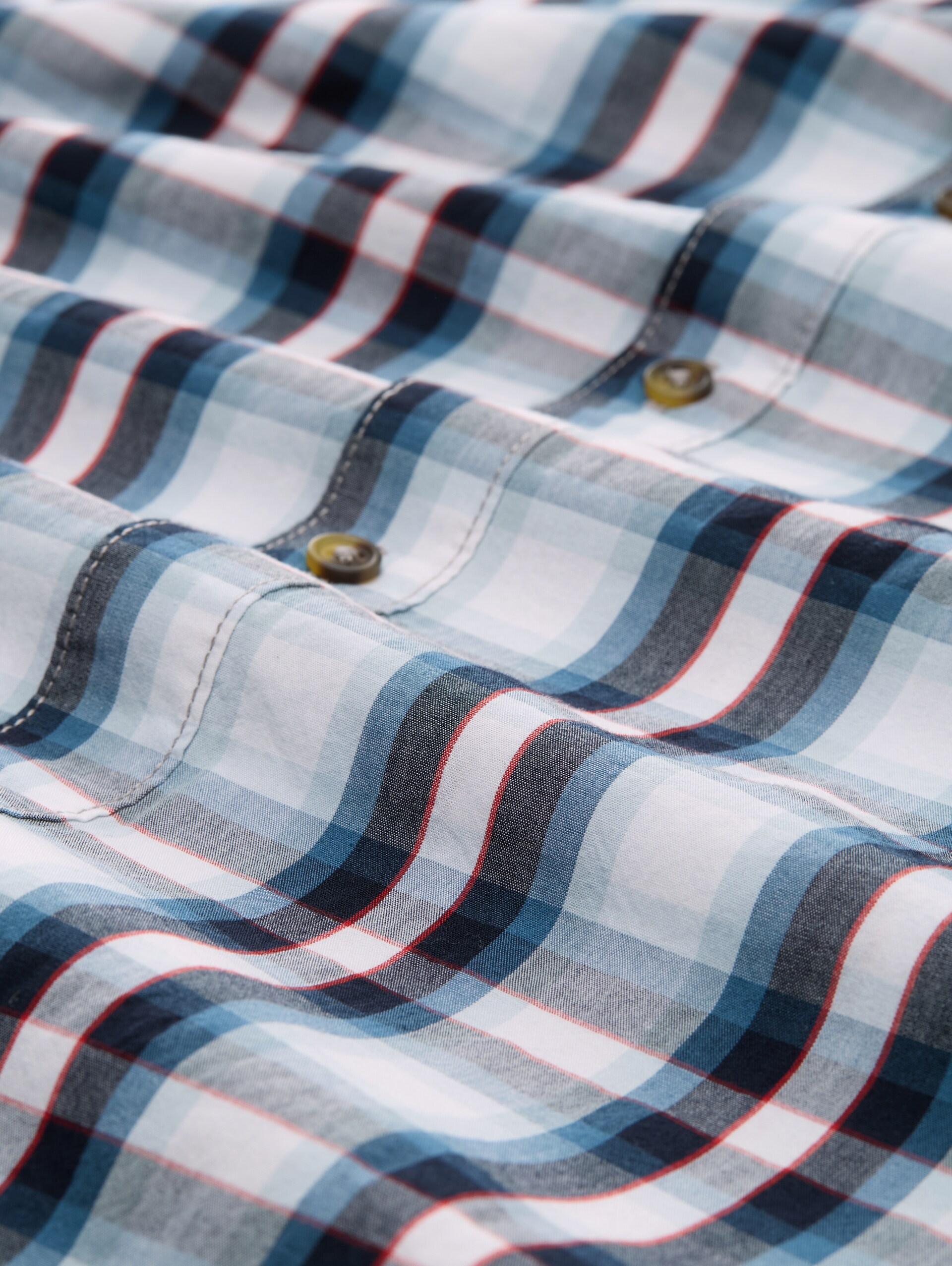 Regular fit shirt with chequered pattern - white blue shades check - Material view
