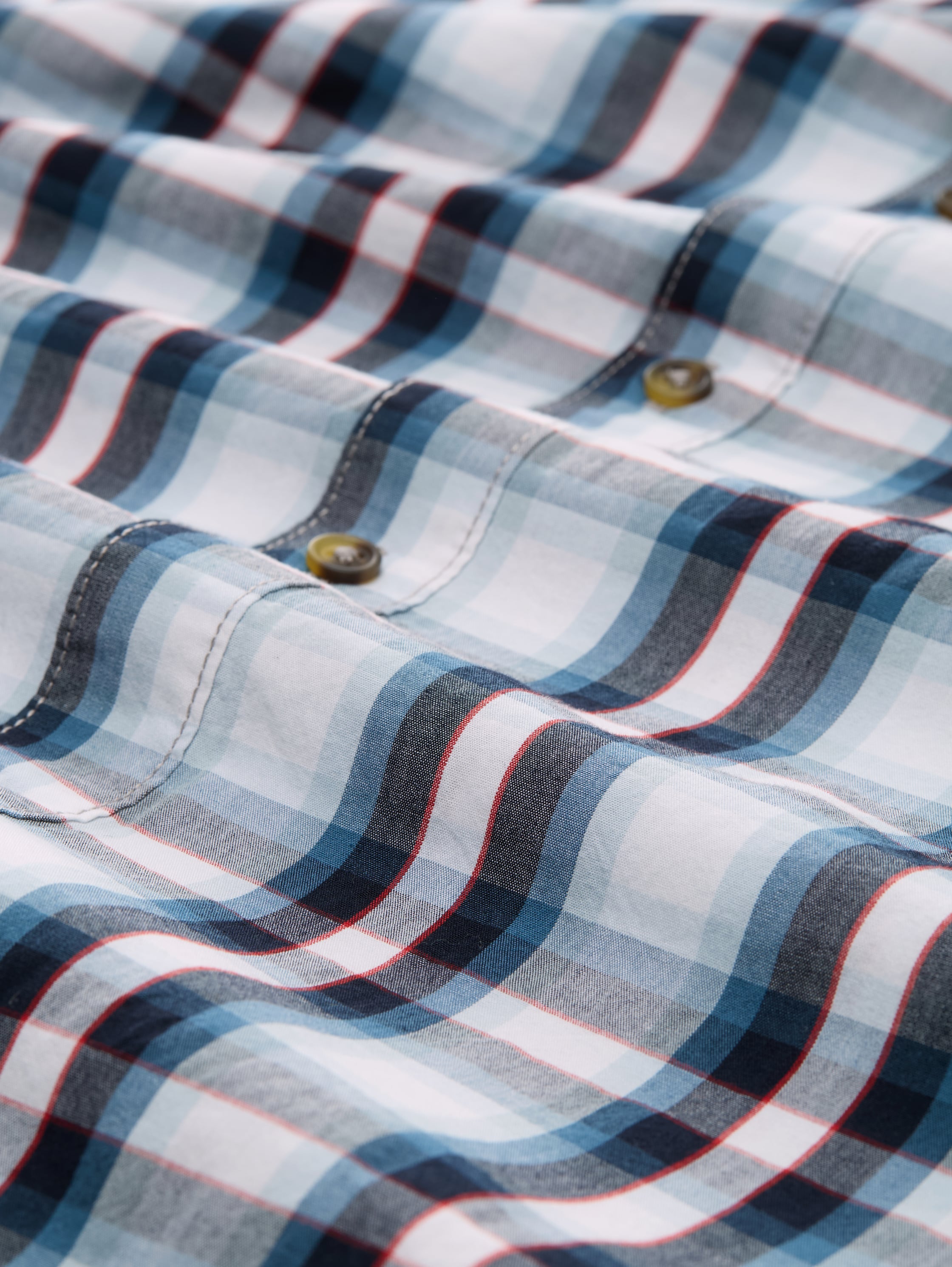 Regular Fit Hemd mit Karo-Muster - white blue shades check - Material-Ansicht