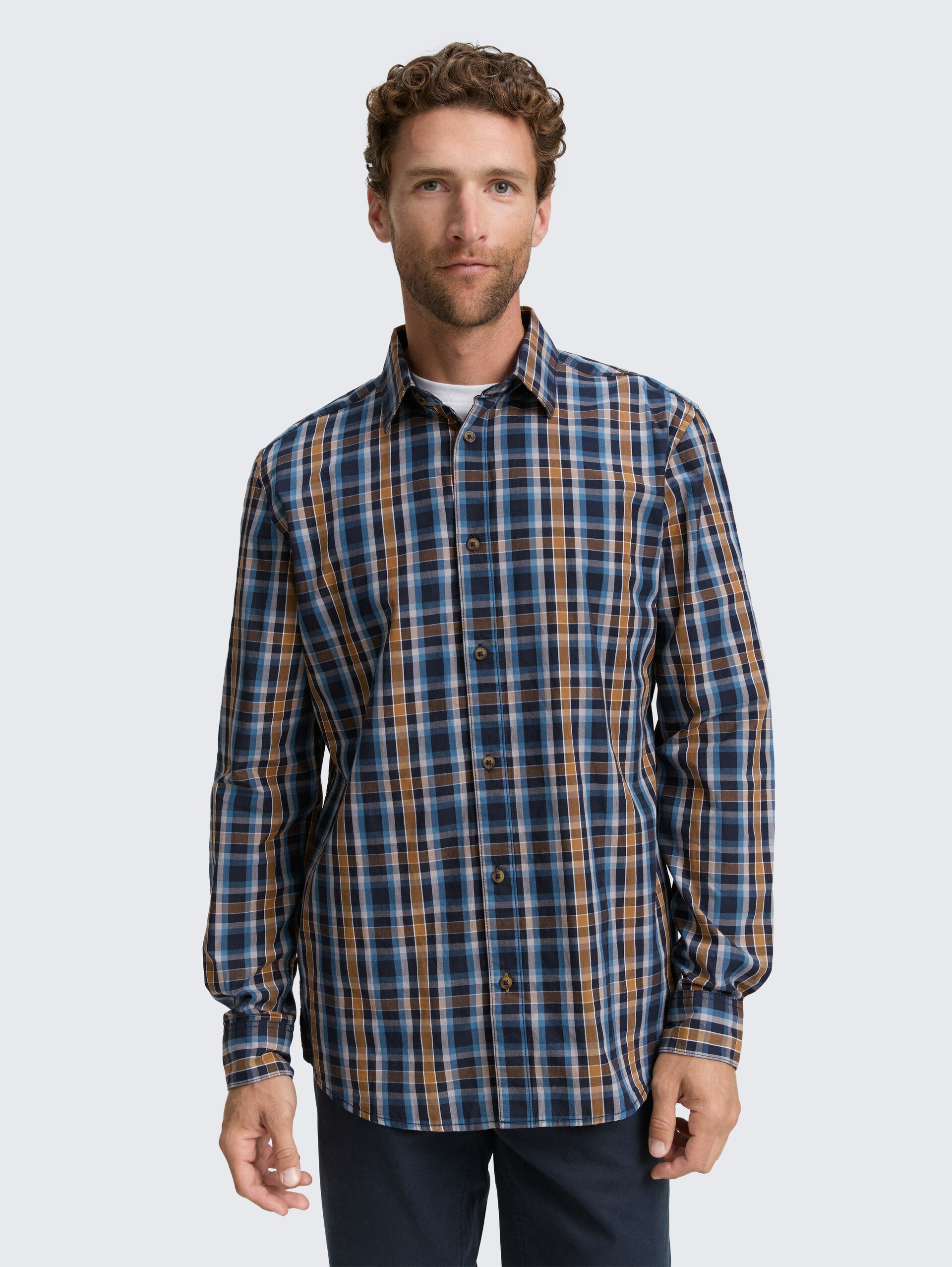 Regular Fit Hemd mit Karo-Muster - navy blue shades check - Ausschnitt Model-Vorderansicht